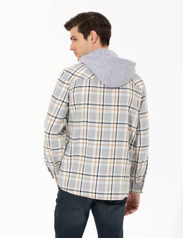 Açık Gri Comfort Fit Uzun Kollu Gömlek