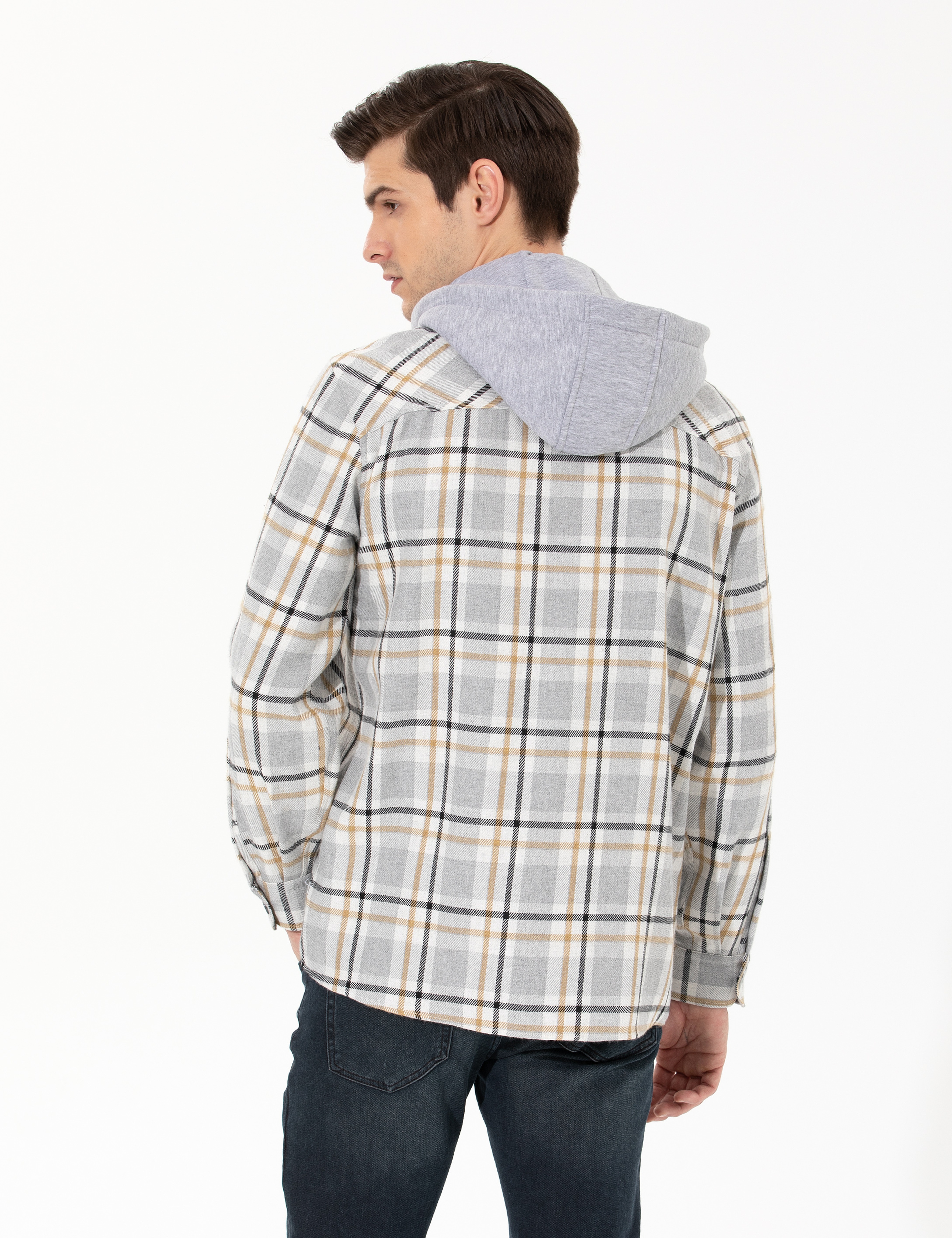 Açık Gri Comfort Fit Uzun Kollu Gömlek - Image 5