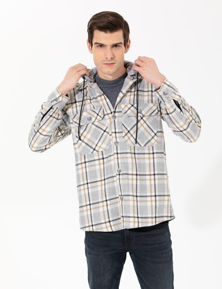 Açık Gri Comfort Fit Uzun Kollu Gömlek - 50259534001