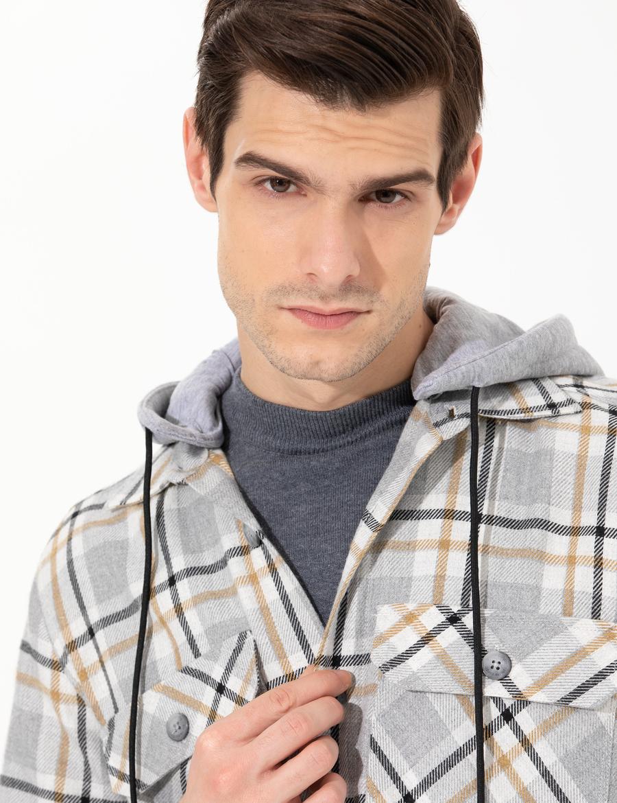 Açık Gri Comfort Fit Uzun Kollu Gömlek