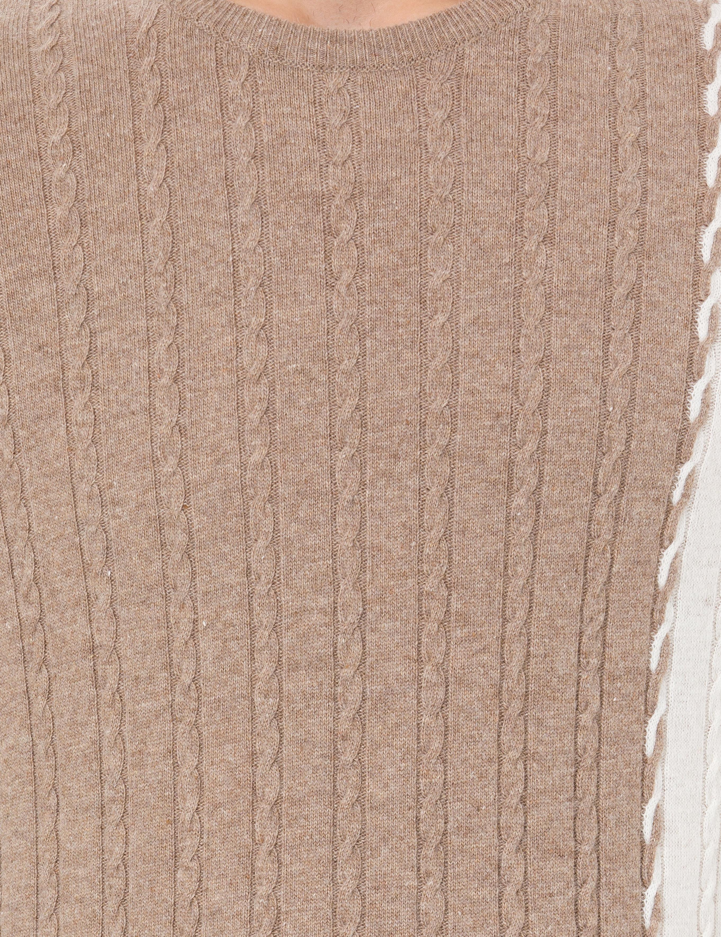 Vizon Melanj Slim Fit Bisiklet Yaka Yün Karışımlı Triko Kazak