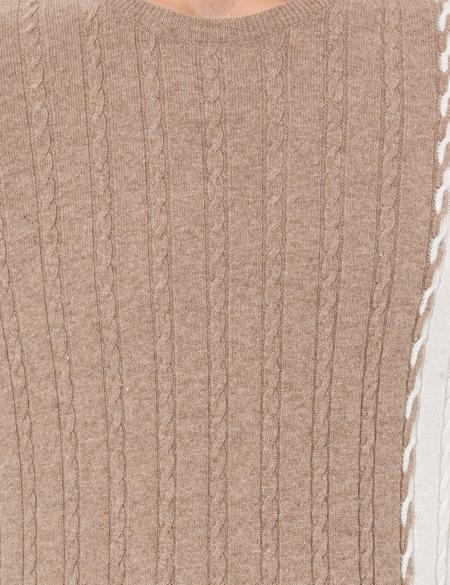 Vizon Melanj Slim Fit Bisiklet Yaka Yün Karışımlı Triko Kazak - 50259785015