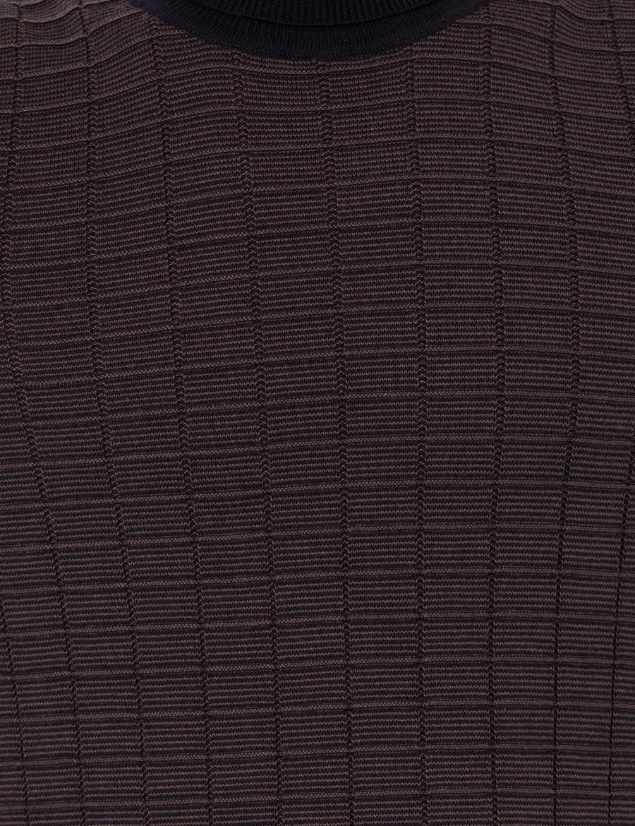 Lacivert Slim Fit Balıkçı Yaka Triko Kazak