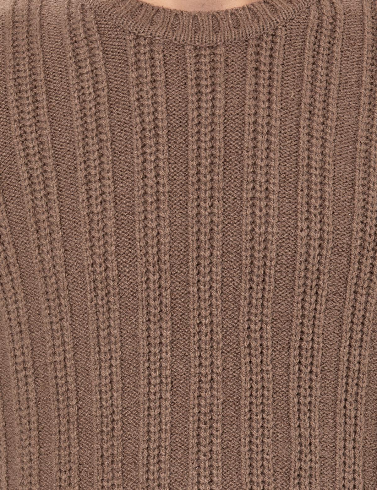 Açık Kahverengi Slim Fit Bisiklet Yaka Triko Kazak - 50260687001