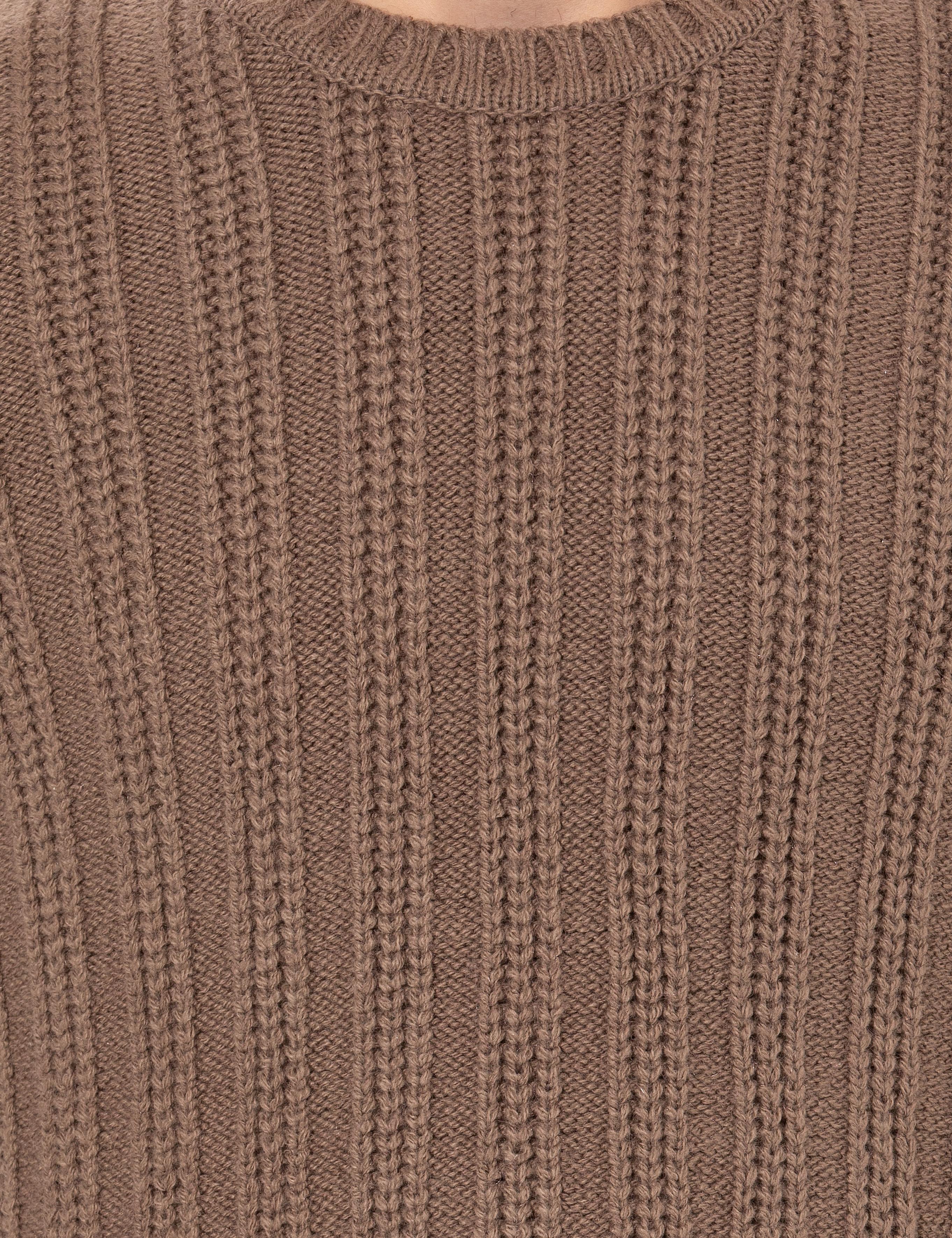 Açık Kahverengi Slim Fit Bisiklet Yaka Triko Kazak