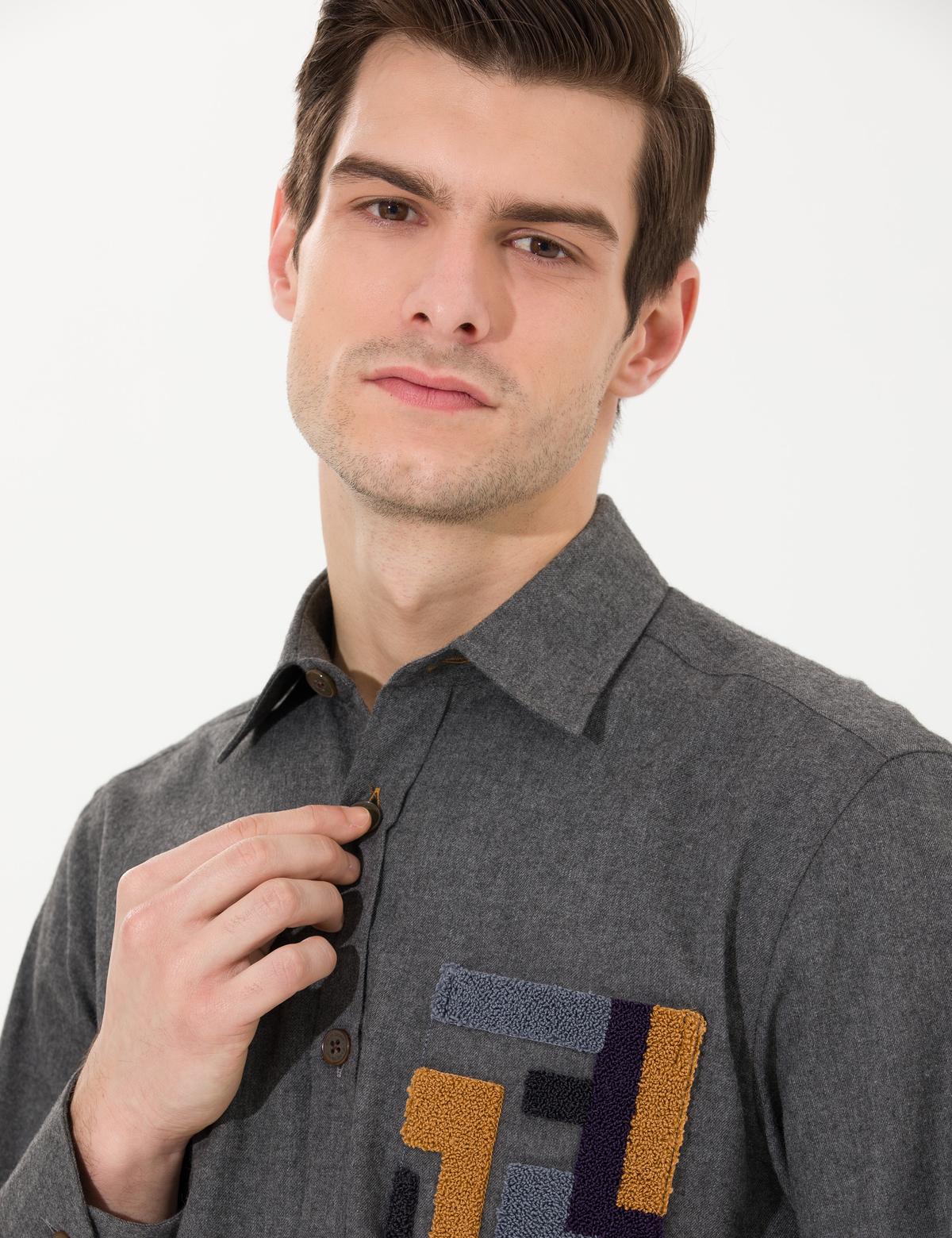 Antrasit Comfort Fit Uzun Kollu Gömlek - 50262457017