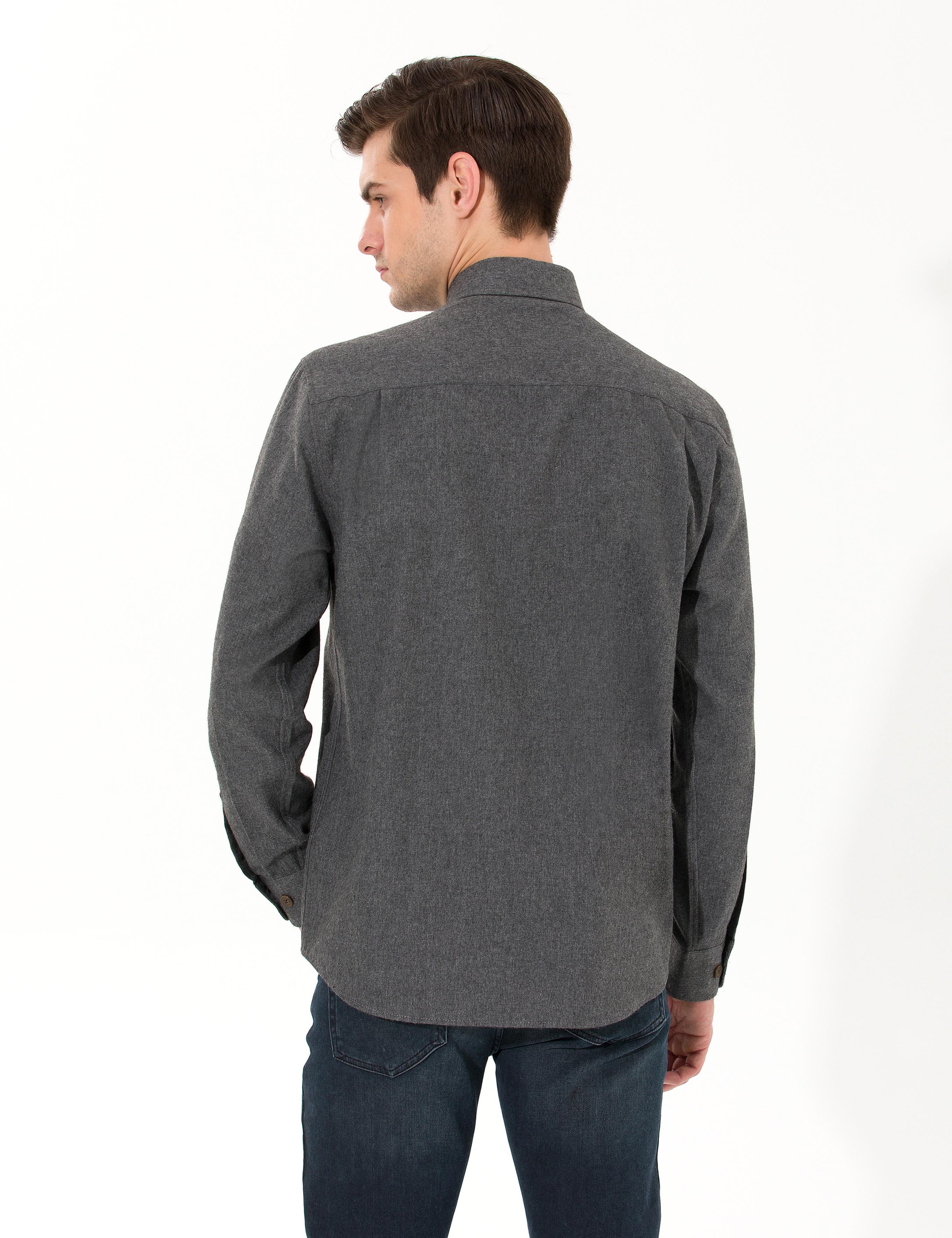 Antrasit Comfort Fit Uzun Kollu Gömlek