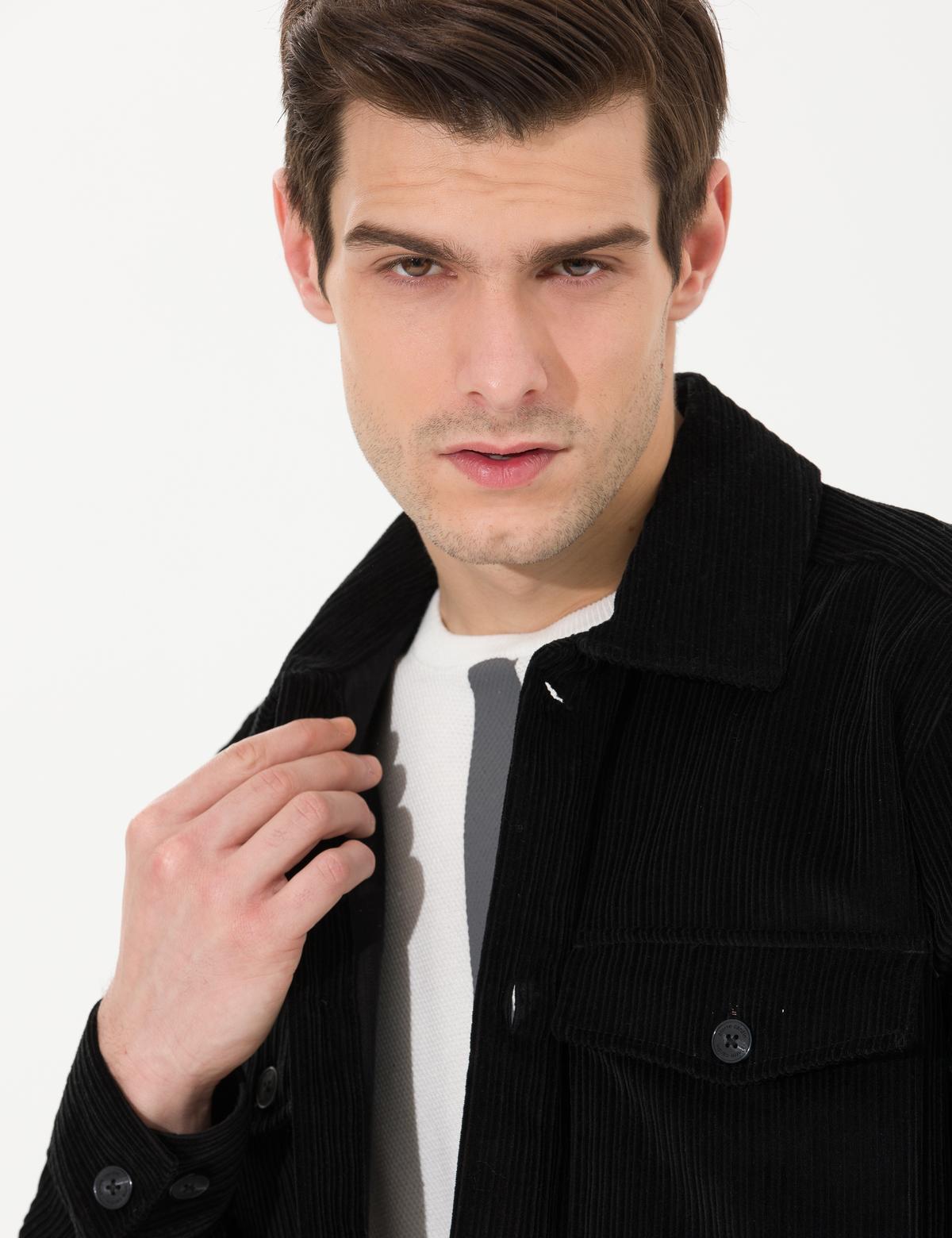 Siyah Oversize Uzun Kollu Gömlek - 50259476021