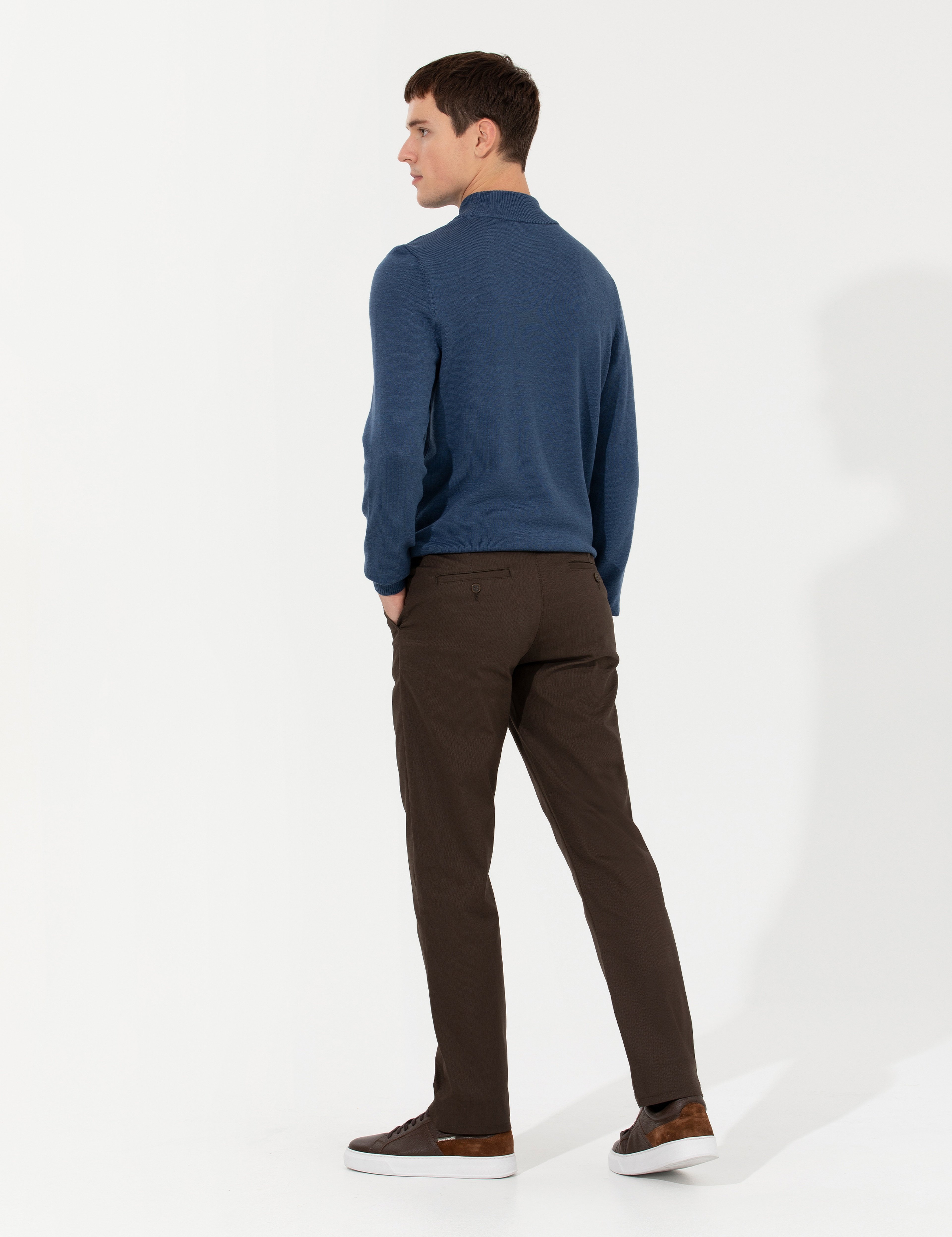 Kahverengi Regular Fit Kanvas Pantolon - Image 4