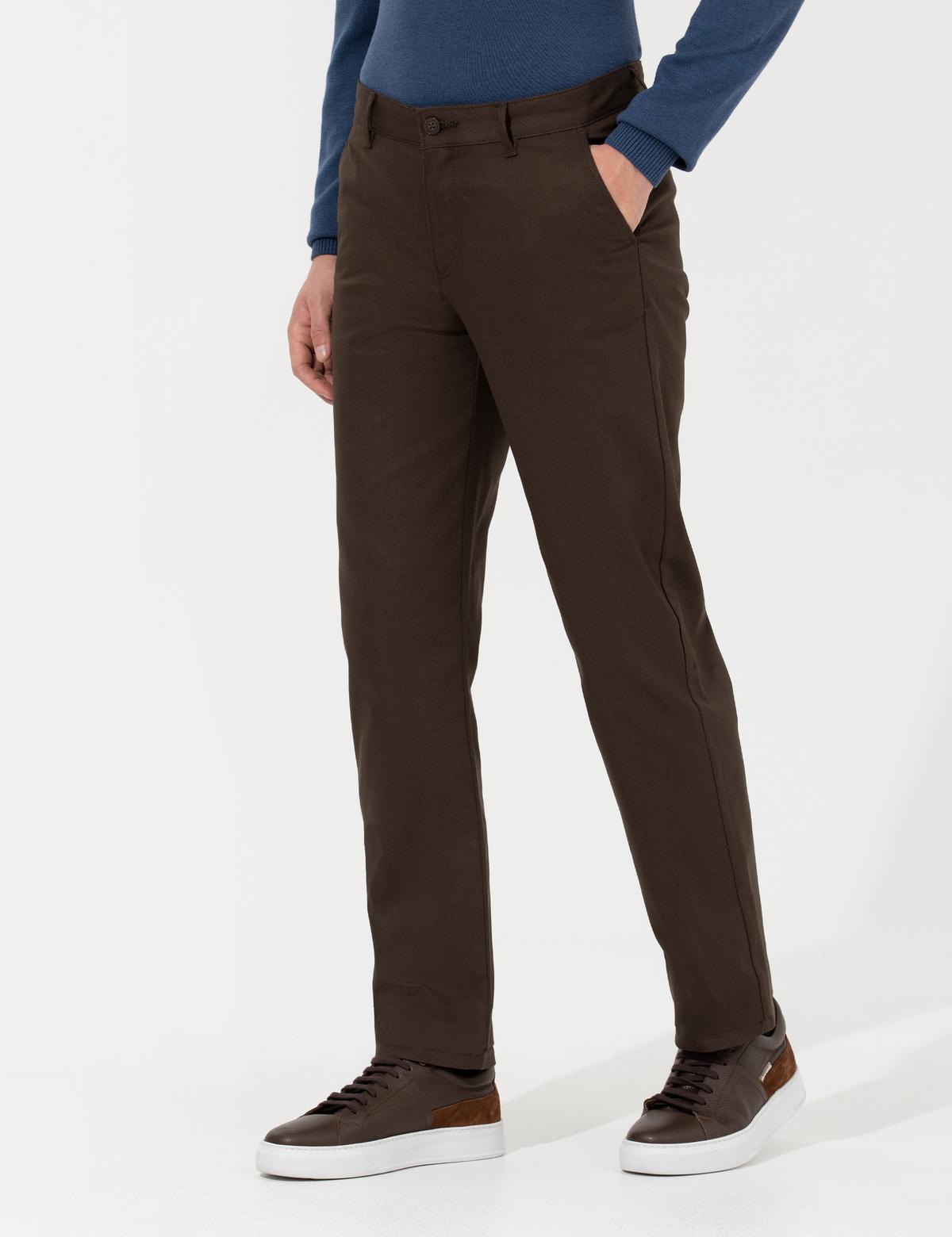 Kahverengi Regular Fit Kanvas Pantolon - 50264784075