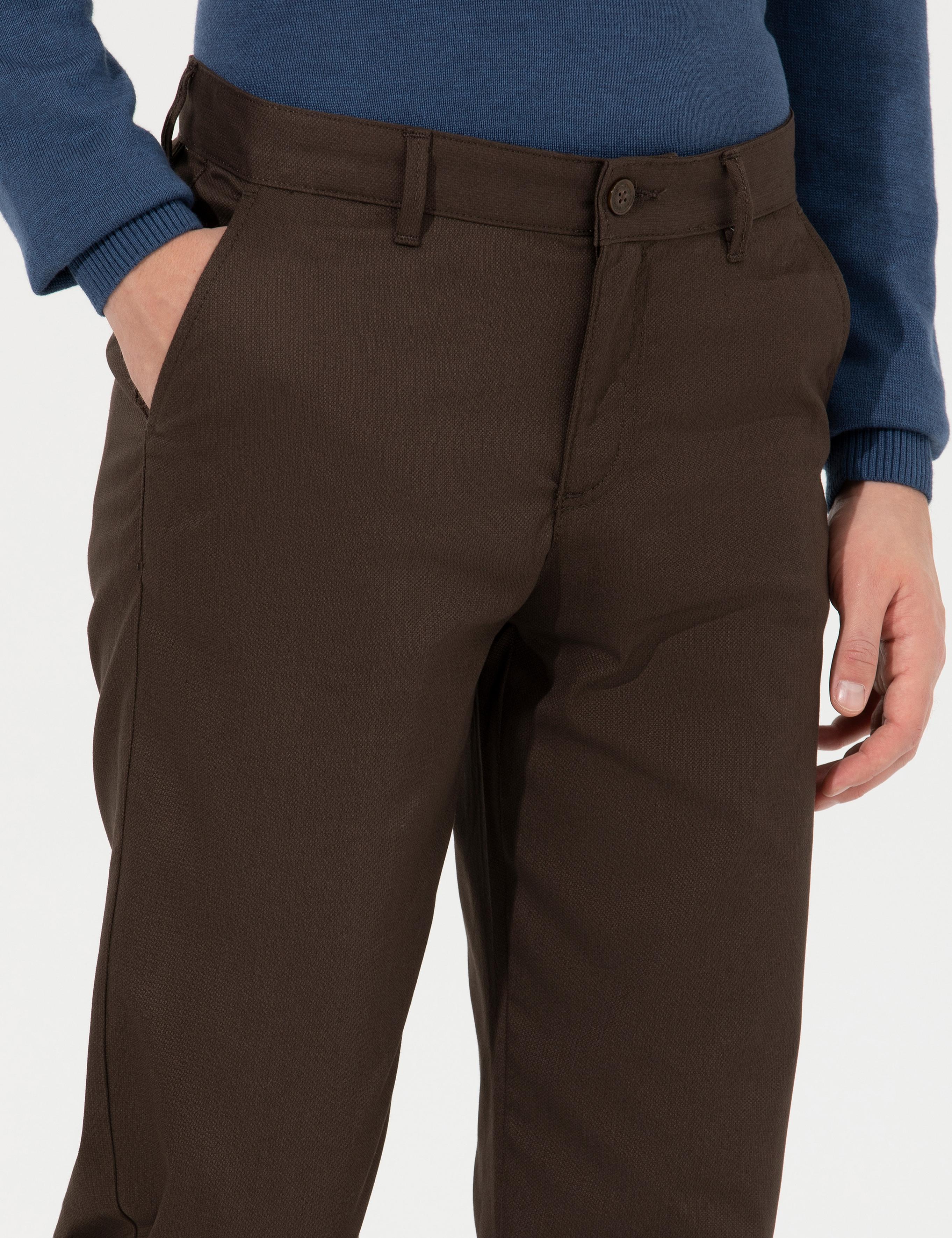 Kahverengi Regular Fit Kanvas Pantolon