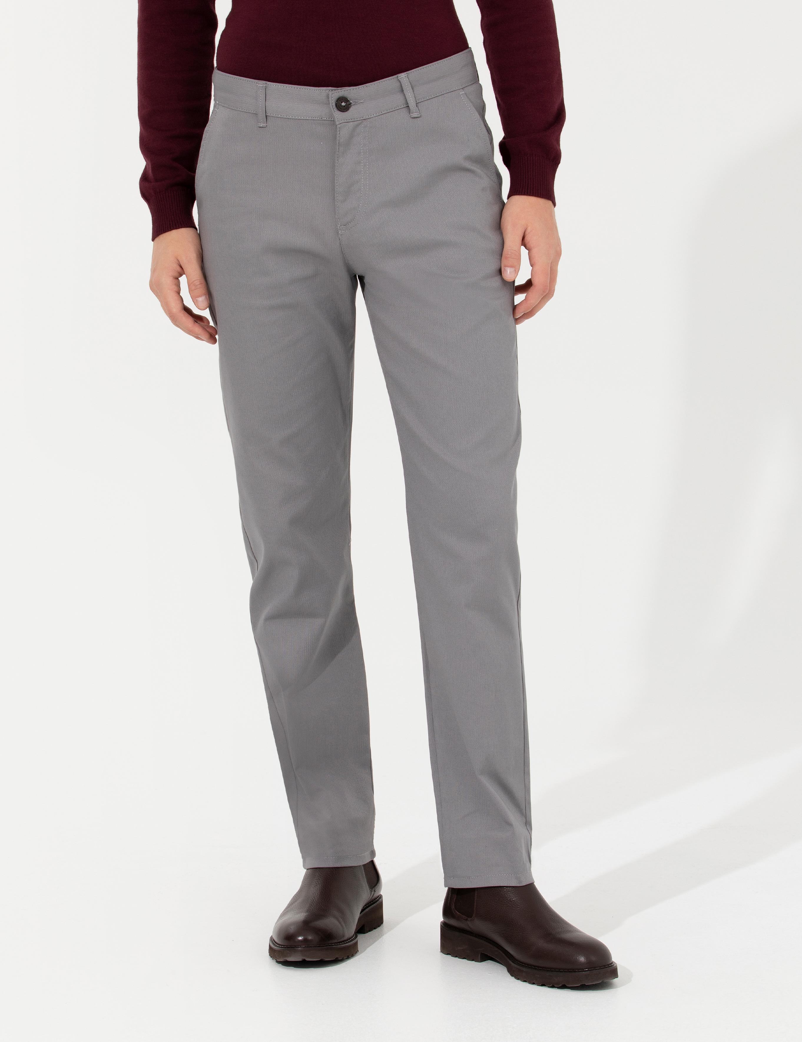 Gri Regular Fit Chino Pantolon