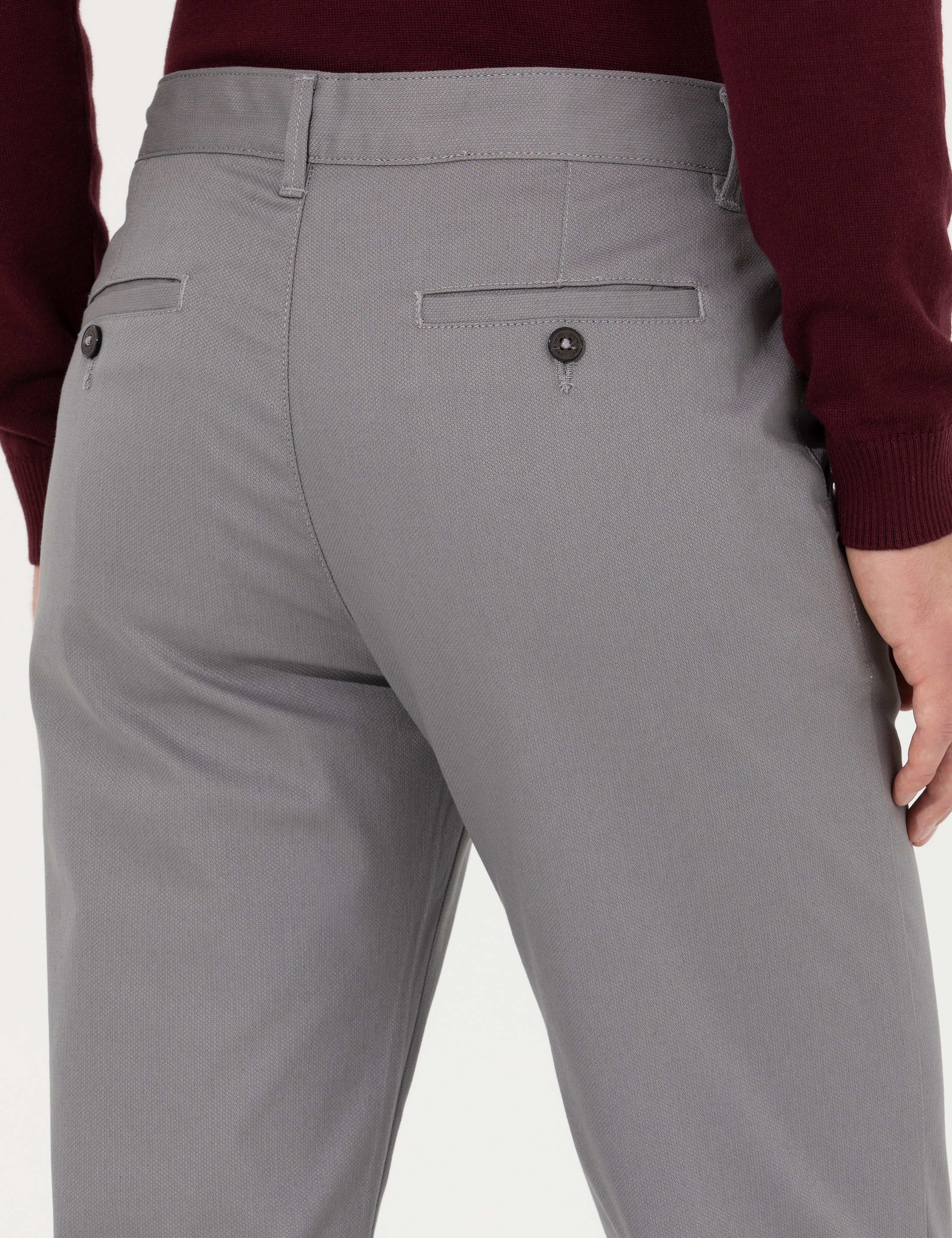 Gri Regular Fit Chino Pantolon - Image 7