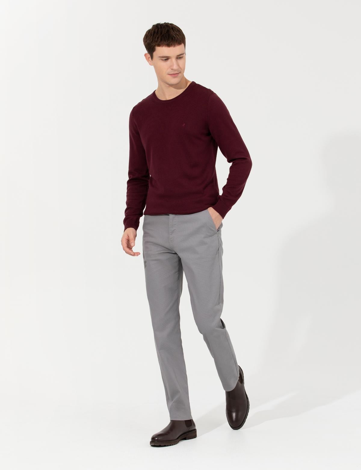 Gri Regular Fit Chino Pantolon