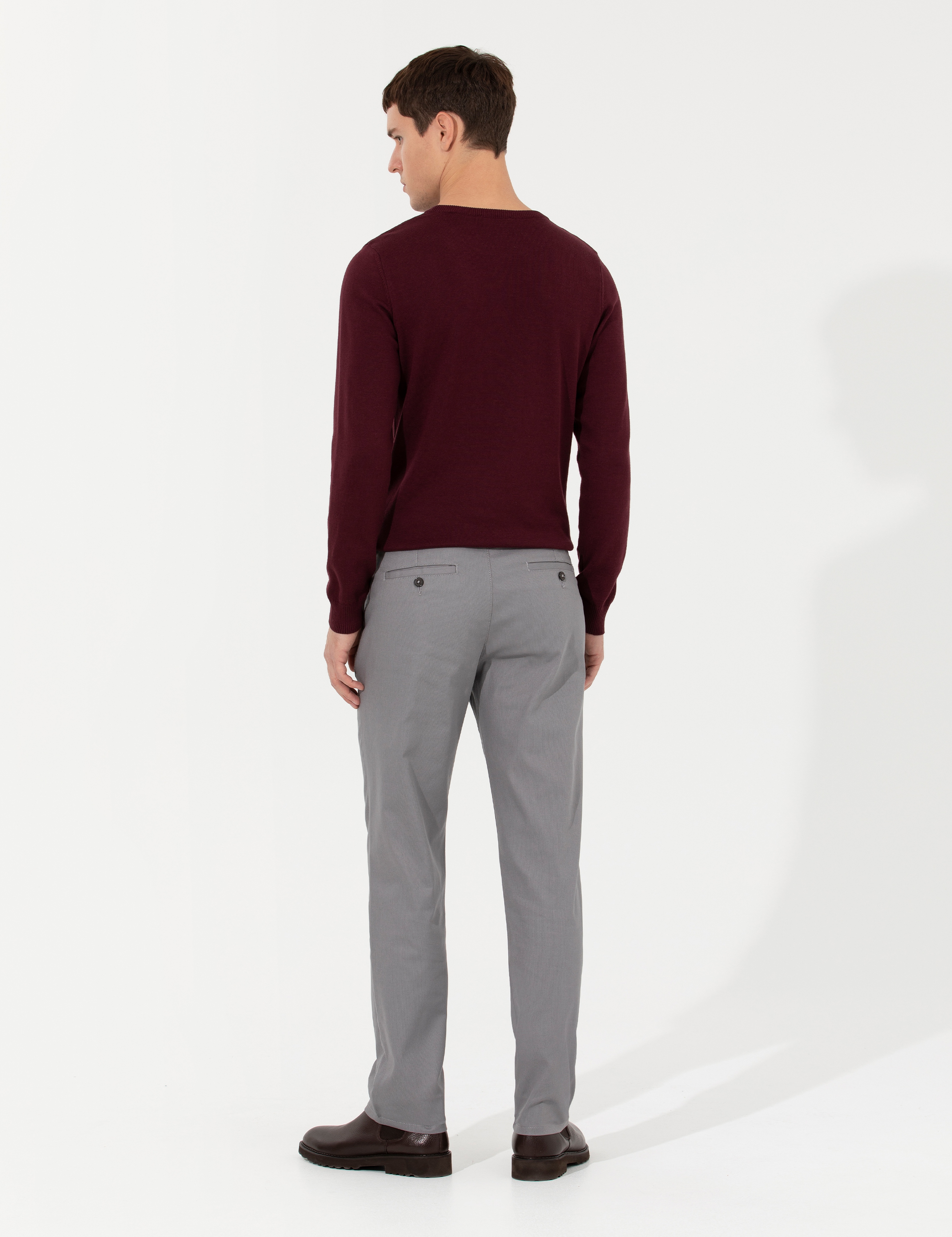 Gri Regular Fit Chino Pantolon - Image 4