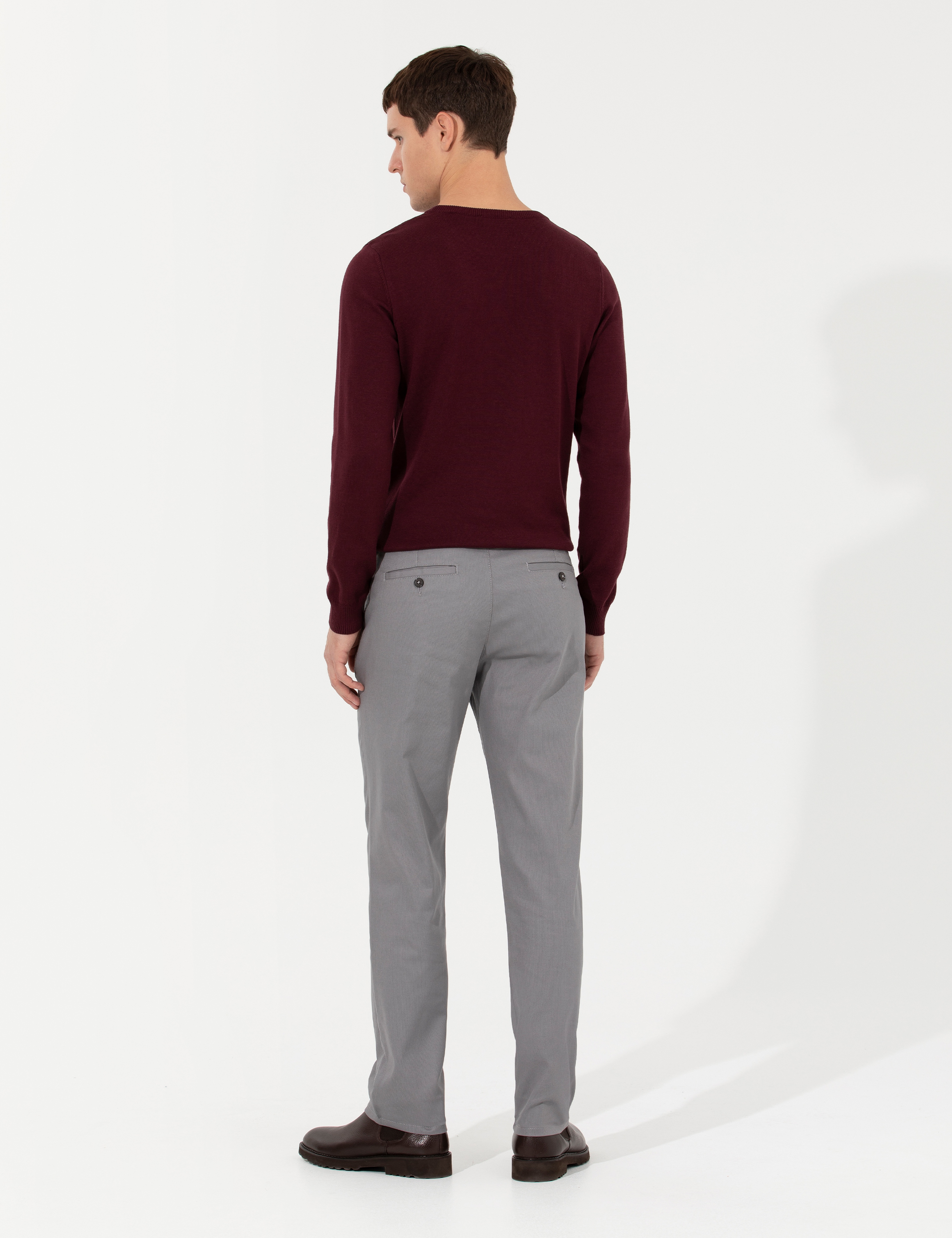 Gri Regular Fit Chino Pantolon