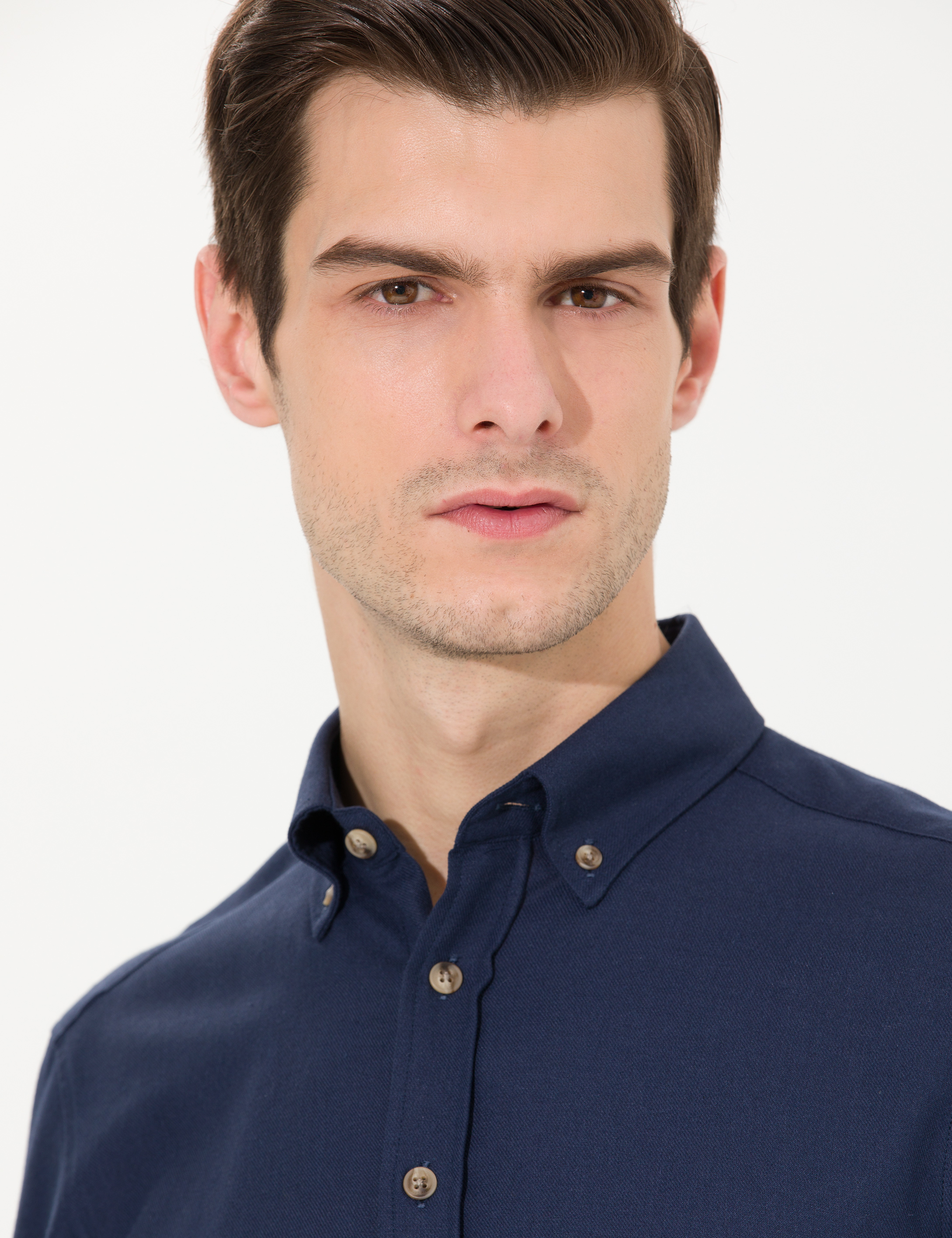 Lacivert Slim Fit Uzun Kollu Gömlek - Image 2