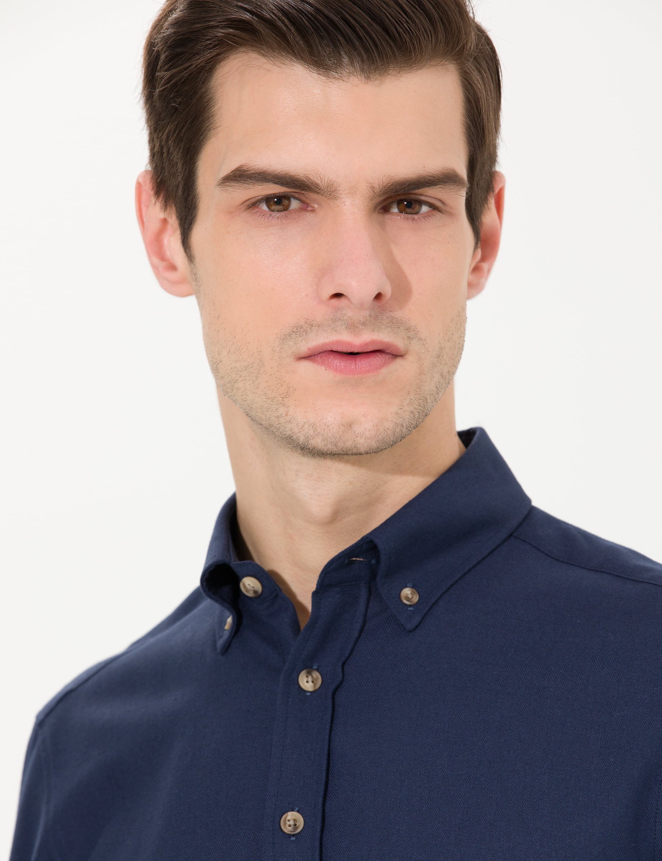 Lacivert Slim Fit Uzun Kollu Gömlek