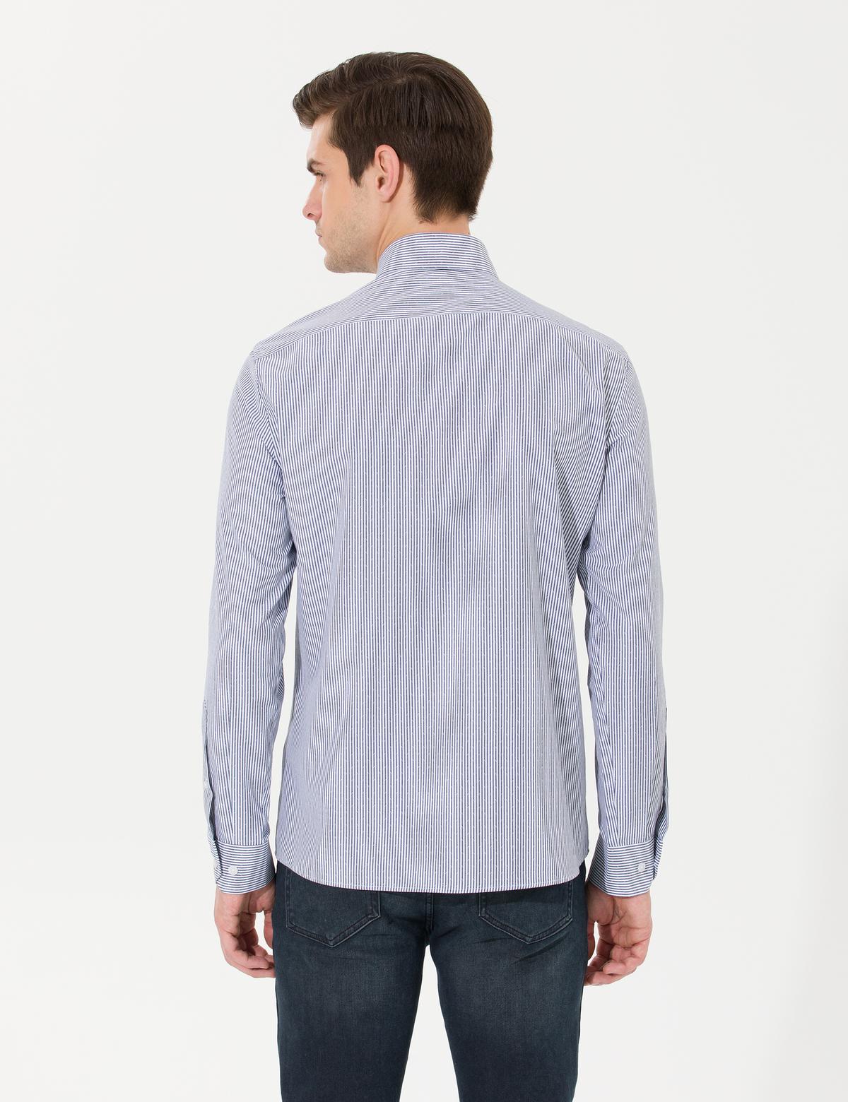 Lacivert Slim Fit Uzun Kollu Gömlek - 50257306020