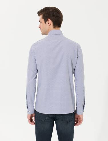 Lacivert Slim Fit Uzun Kollu Gömlek
