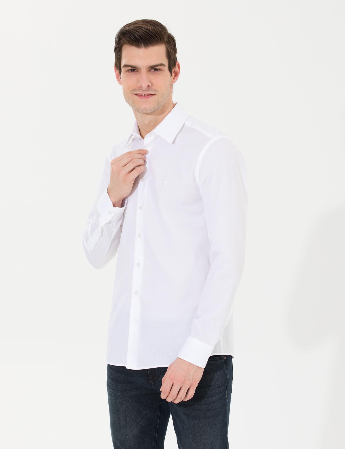 Beyaz Slim Fit Uzun Kollu Gömlek - 50259532021