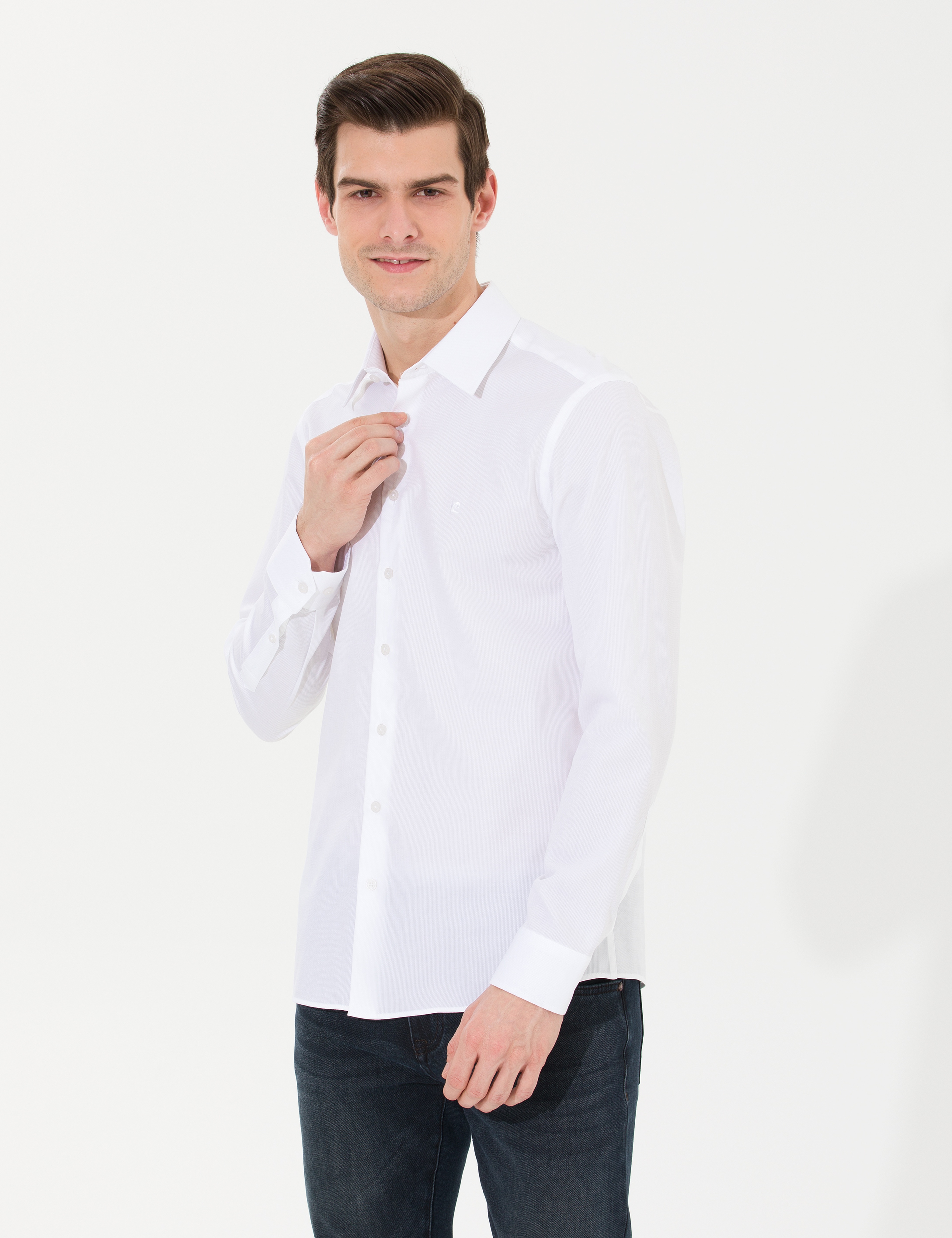 Beyaz Slim Fit Uzun Kollu Gömlek