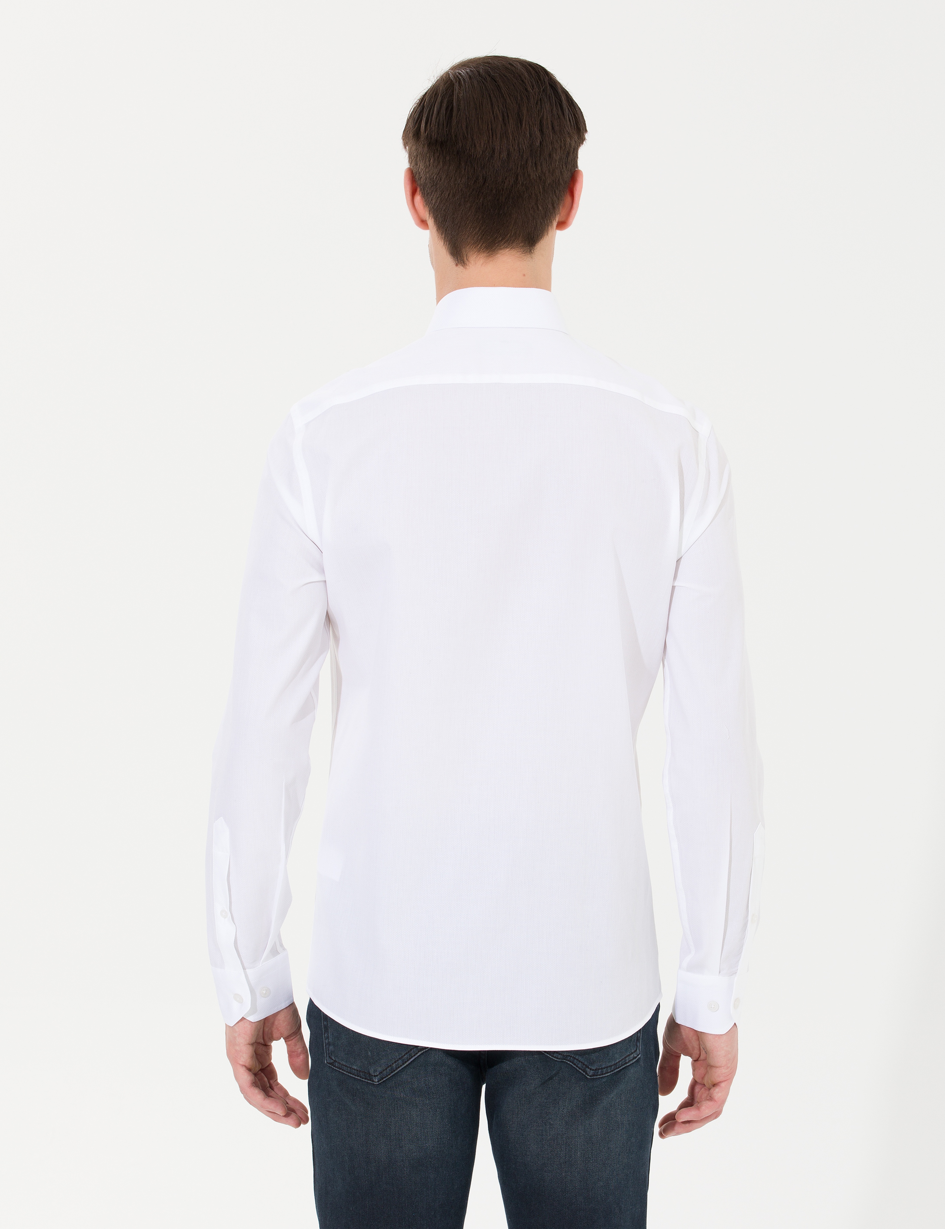 Beyaz Slim Fit Uzun Kollu Gömlek - Image 5