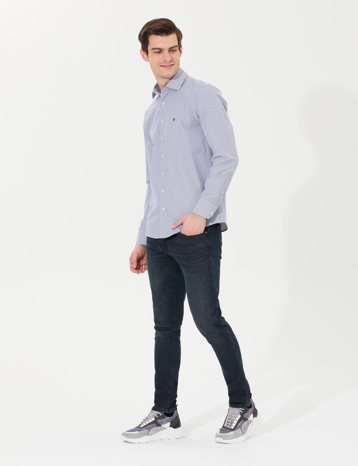 Lacivert Slim Fit Uzun Kollu Gömlek - 50257306020