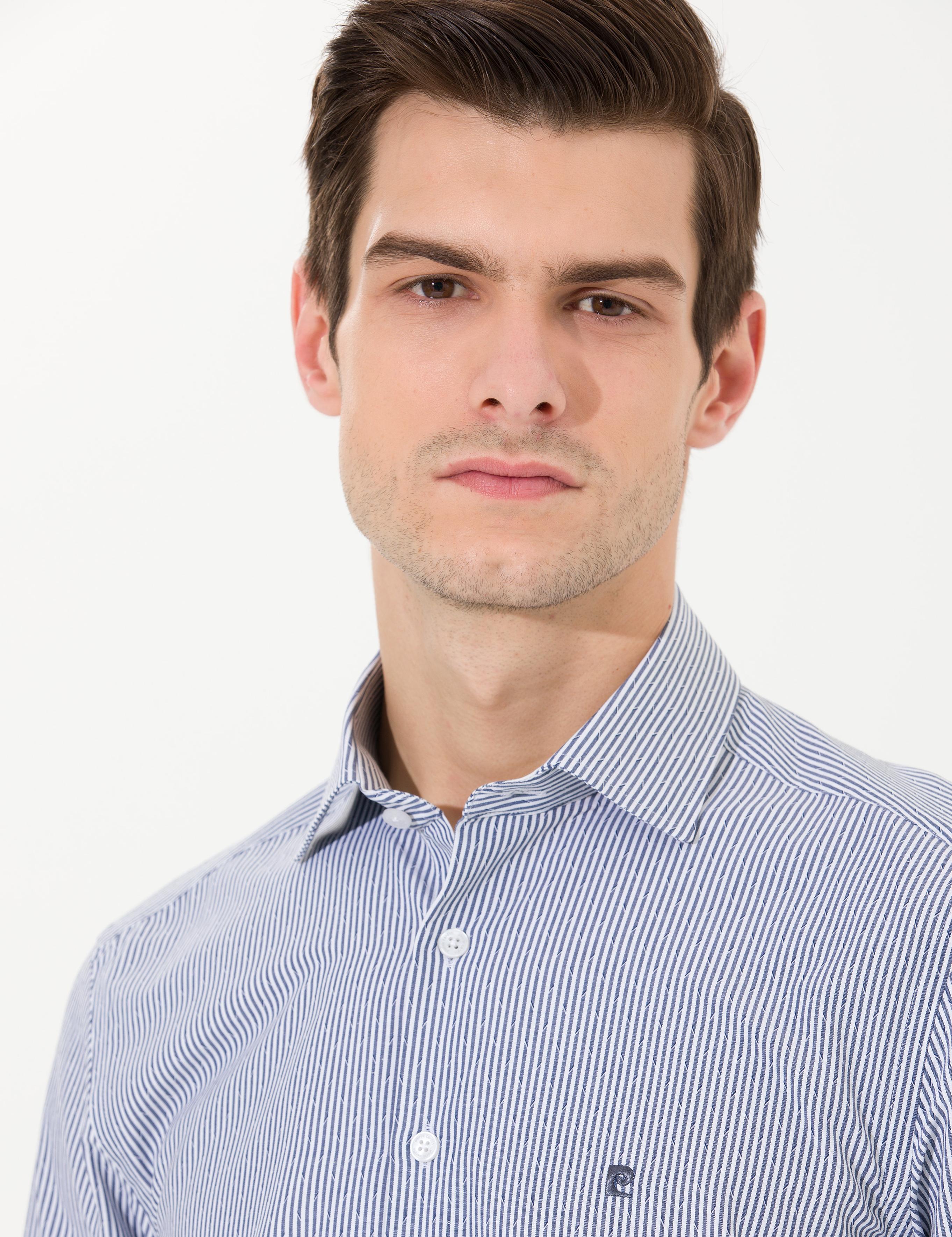 Lacivert Slim Fit Uzun Kollu Gömlek