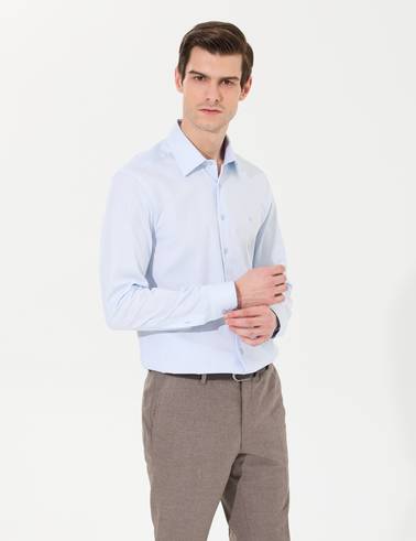 Açık Mavi Slim Fit Uzun Kollu Gömlek