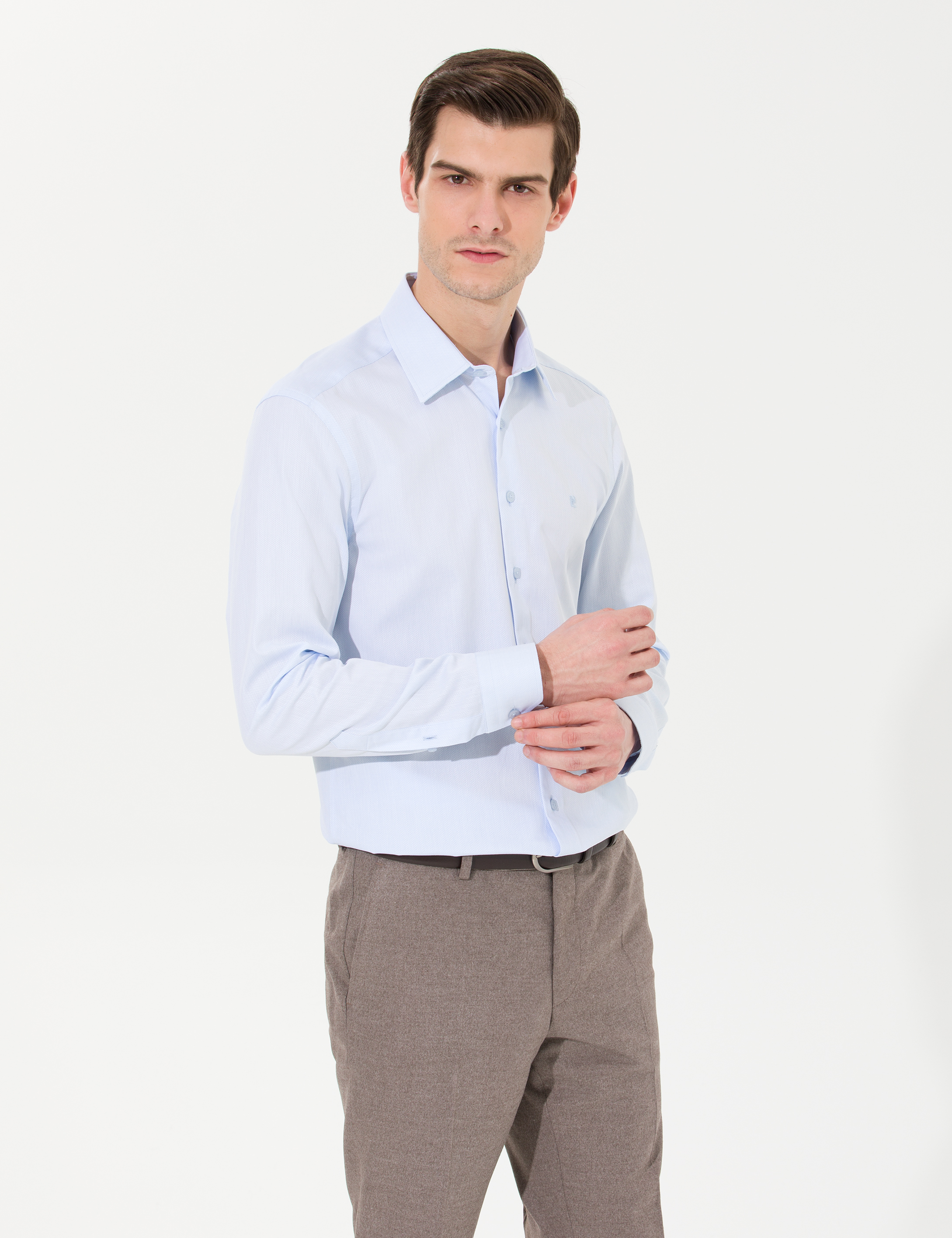 Açık Mavi Slim Fit Uzun Kollu Gömlek