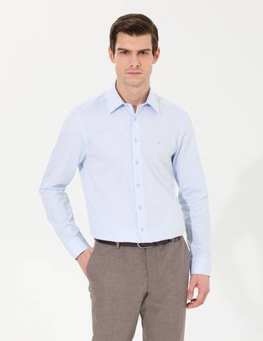 Açık Mavi Slim Fit Uzun Kollu Gömlek