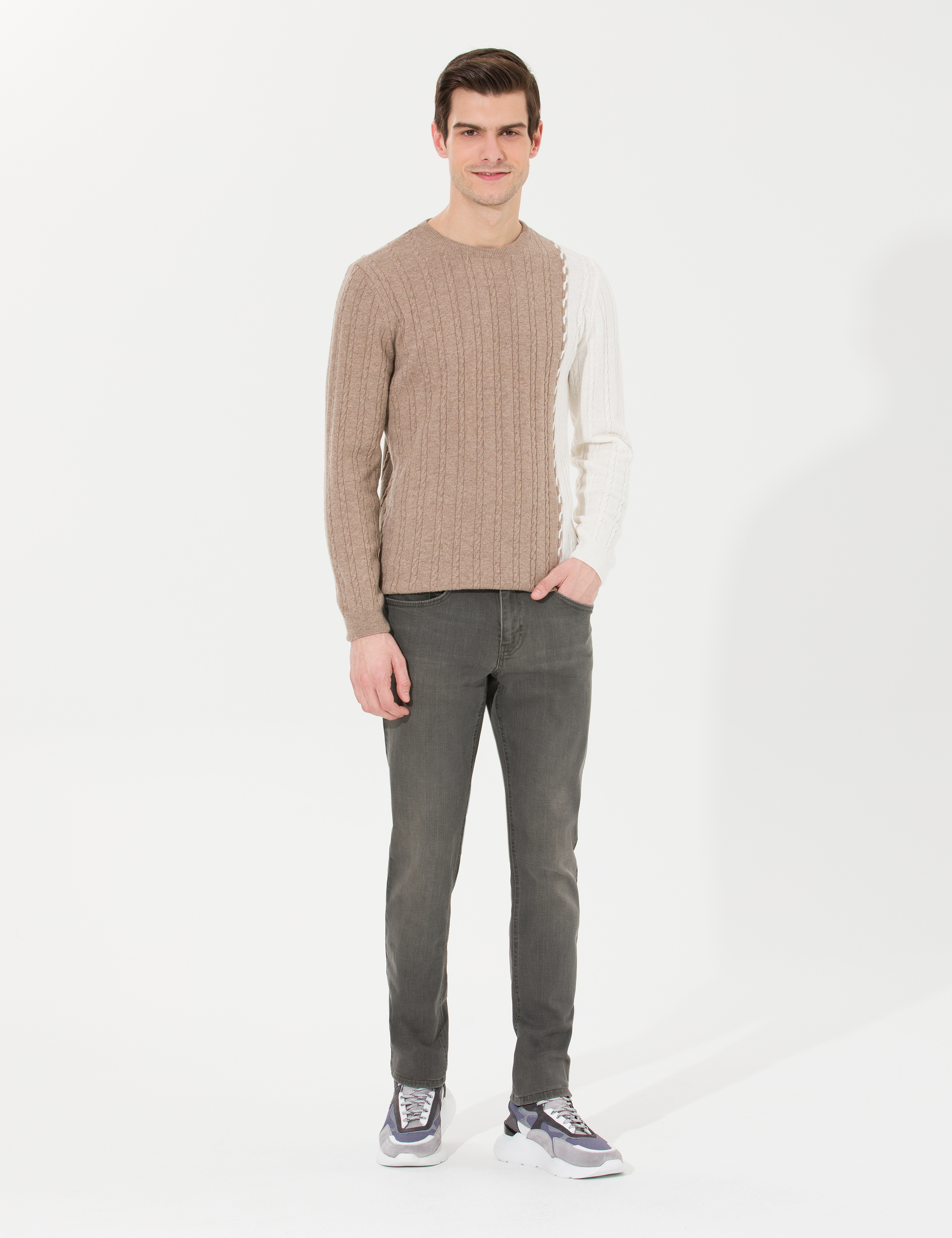 Haki Straight Fit Jean Pantolon - Image 1