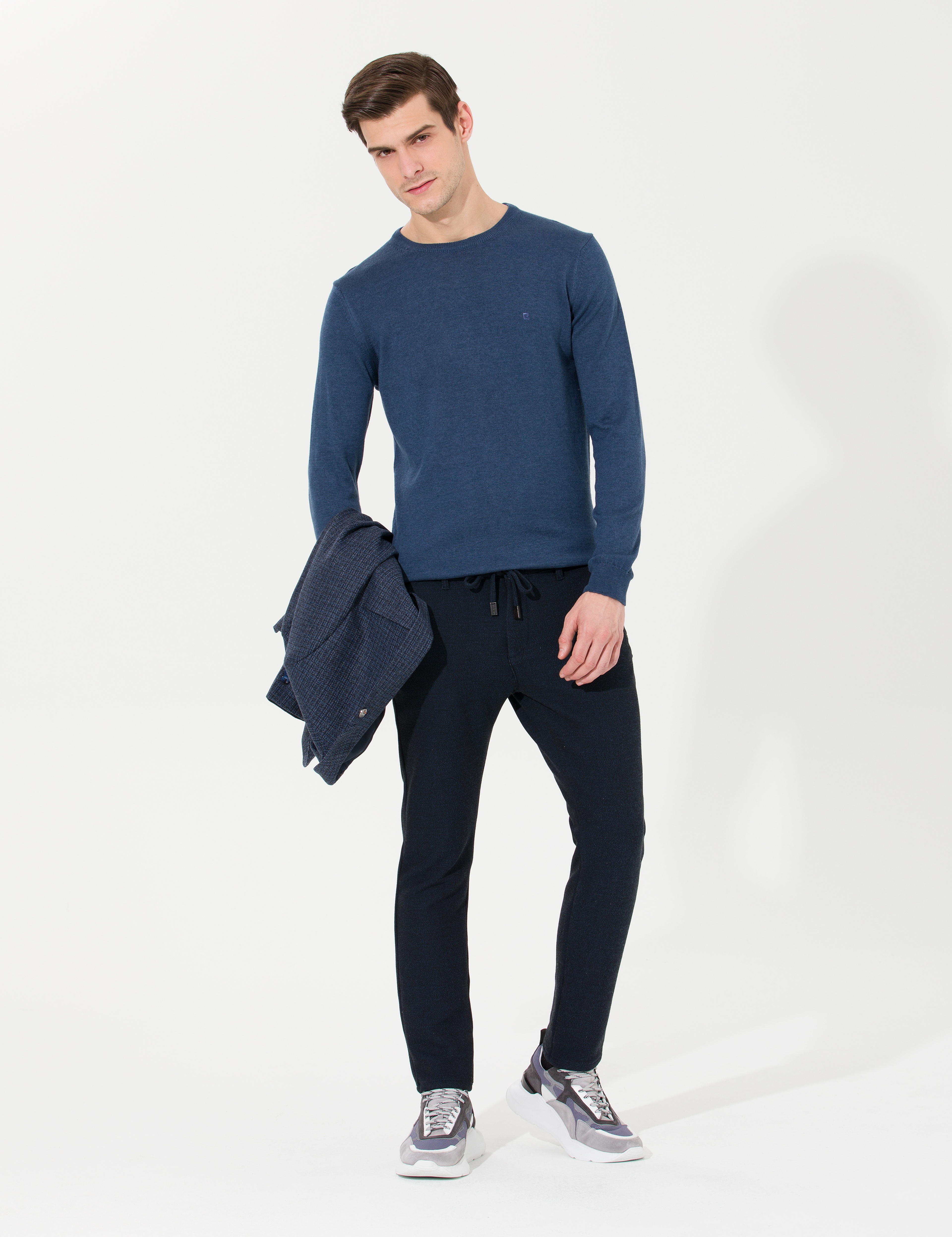 Lacivert Slim Fit Kanvas Pantolon - Image 1