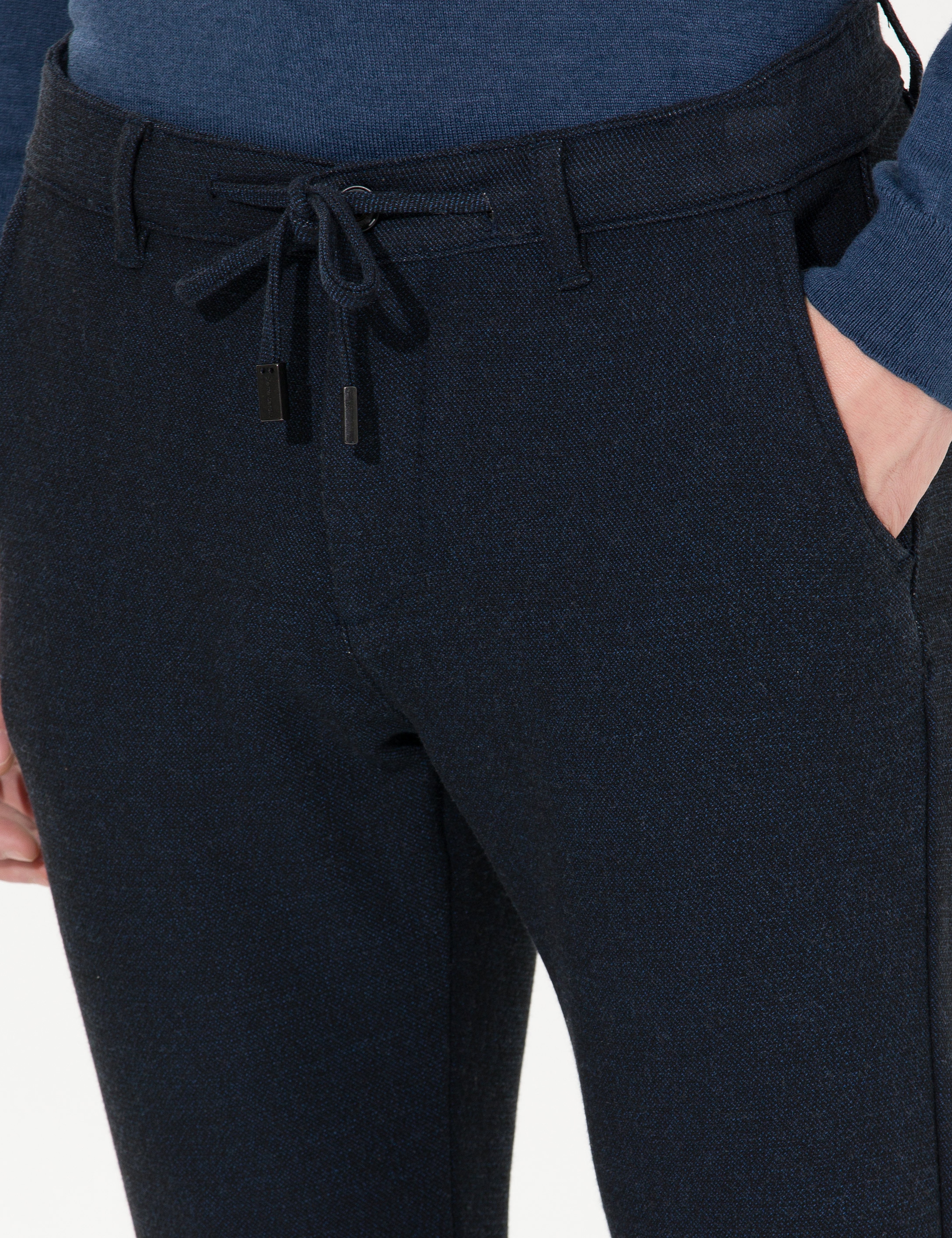 Lacivert Slim Fit Kanvas Pantolon