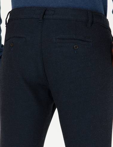 Lacivert Slim Fit Kanvas Pantolon
