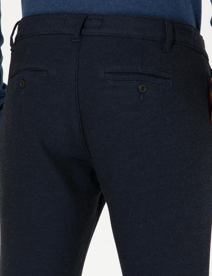 Lacivert Slim Fit Kanvas Pantolon