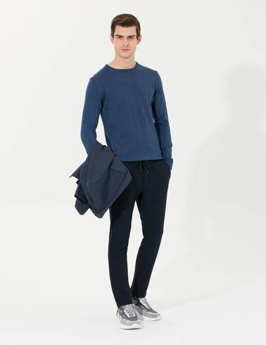 Lacivert Slim Fit Kanvas Pantolon