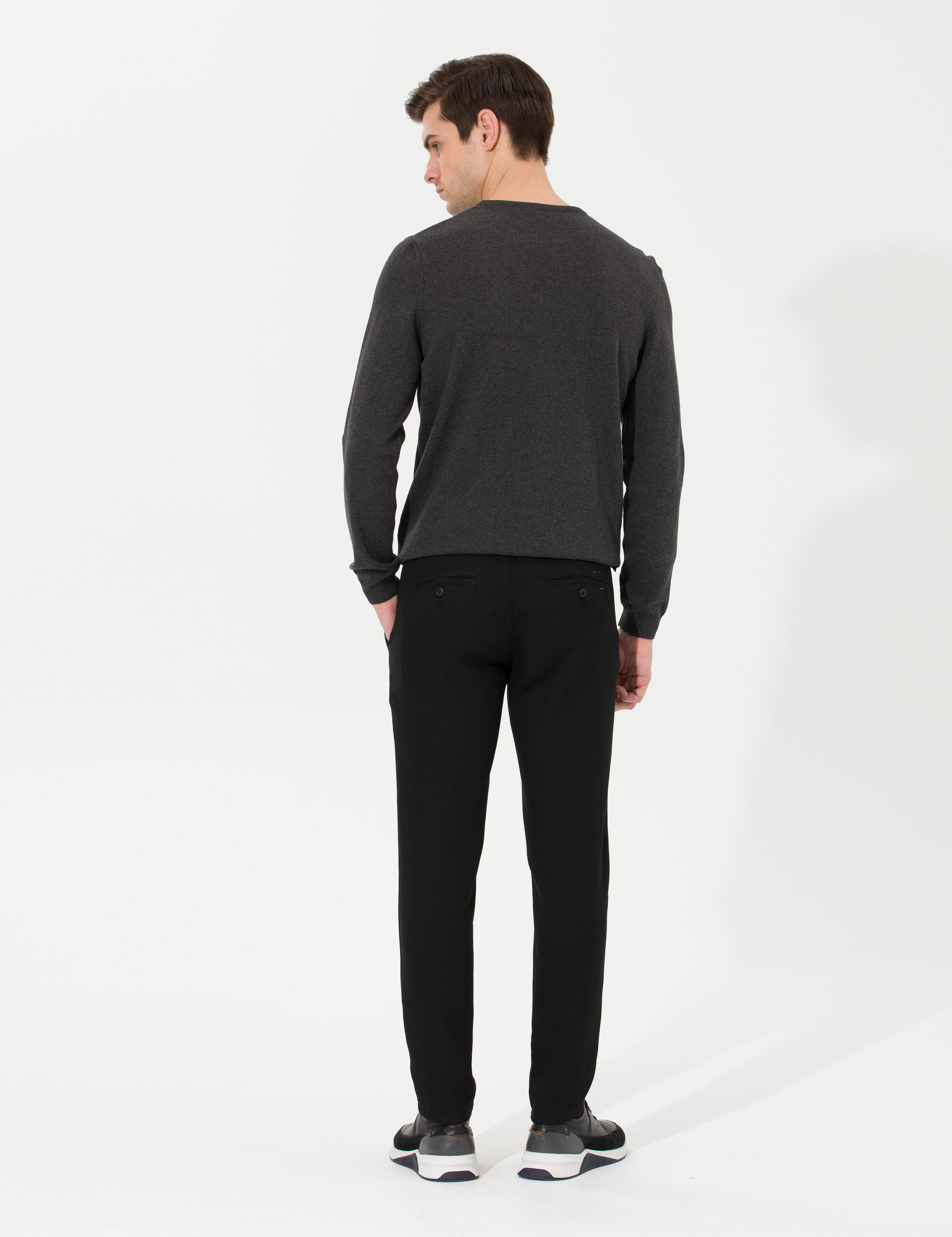 Siyah Slim Fit Kanvas Pantolon