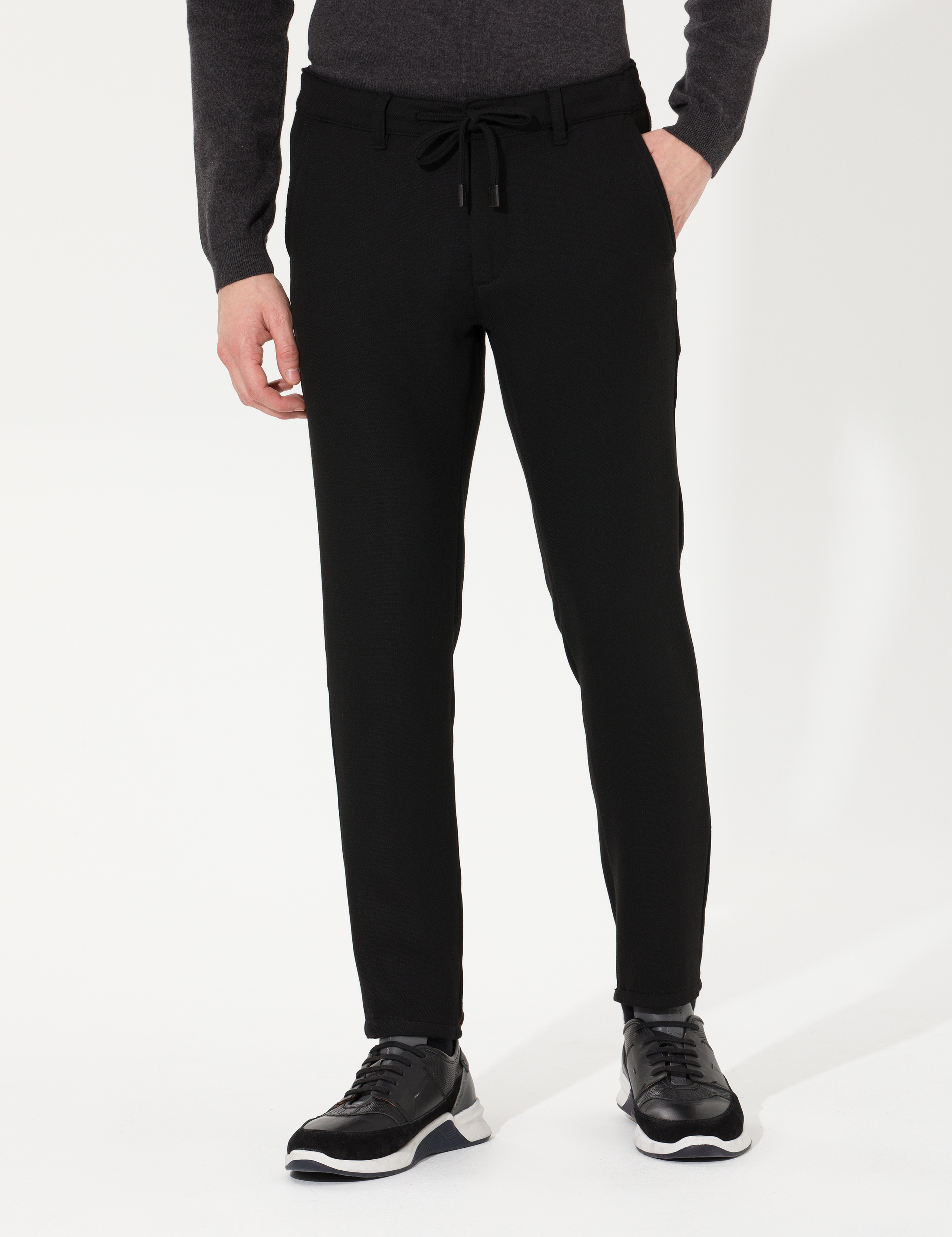 Siyah Slim Fit Kanvas Pantolon - Image 2