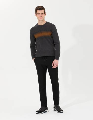 Siyah Slim Fit Kanvas Pantolon