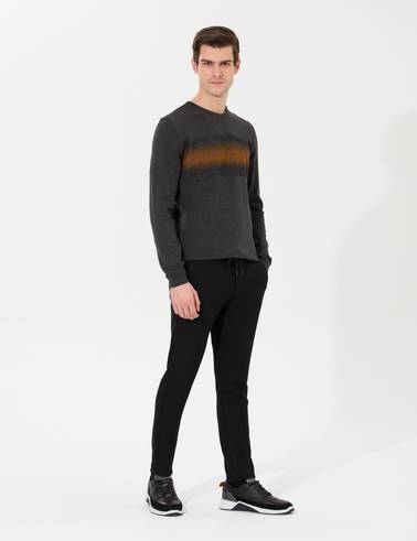 Siyah Slim Fit Kanvas Pantolon