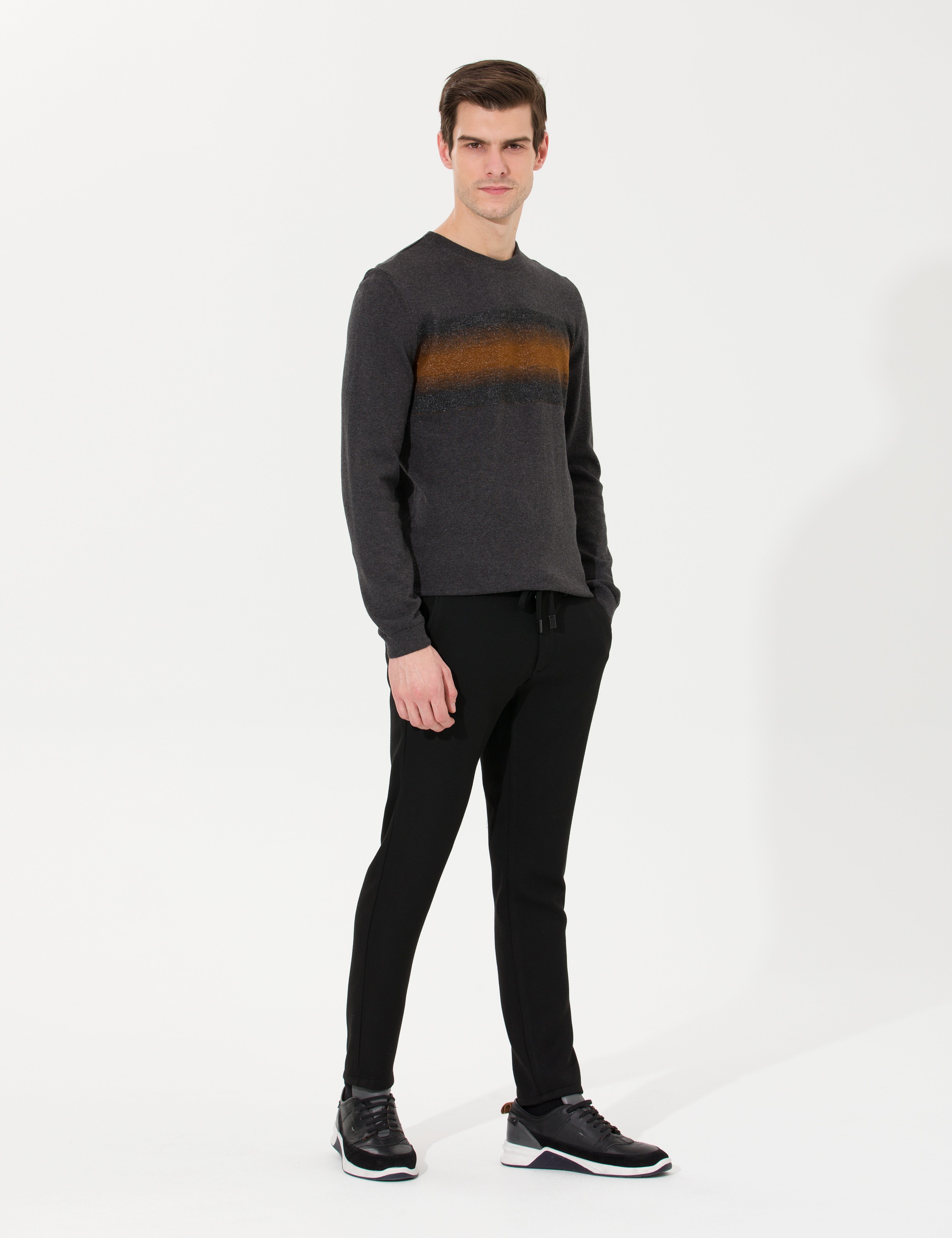 Siyah Slim Fit Kanvas Pantolon - Image 3