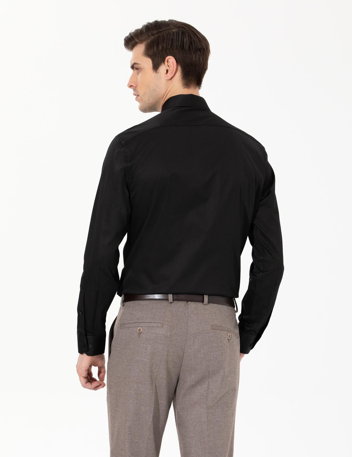 Siyah Regular Fit Uzun Kollu Klasik Gömlek - 50256422021