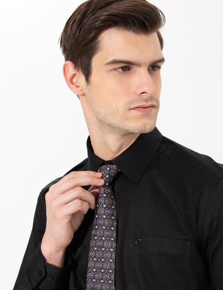 Siyah Regular Fit Uzun Kollu Klasik Gömlek - 50256422021