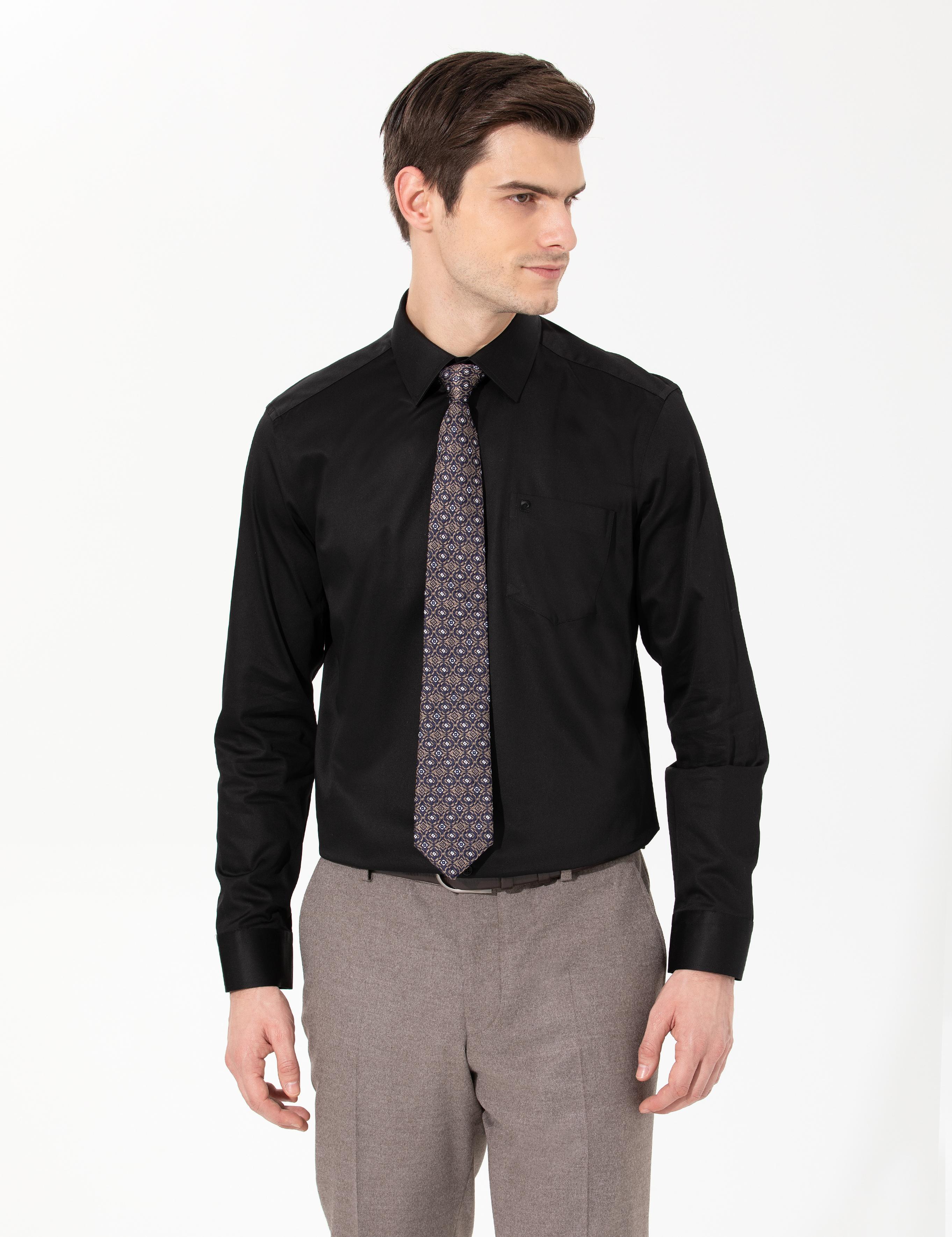 Siyah Regular Fit Uzun Kollu Klasik Gömlek