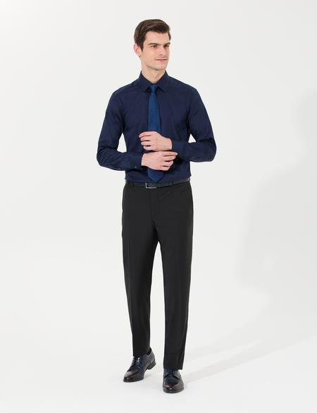 Lacivert Slim Fit Uzun Kollu Klasik Gömlek - 50256437051