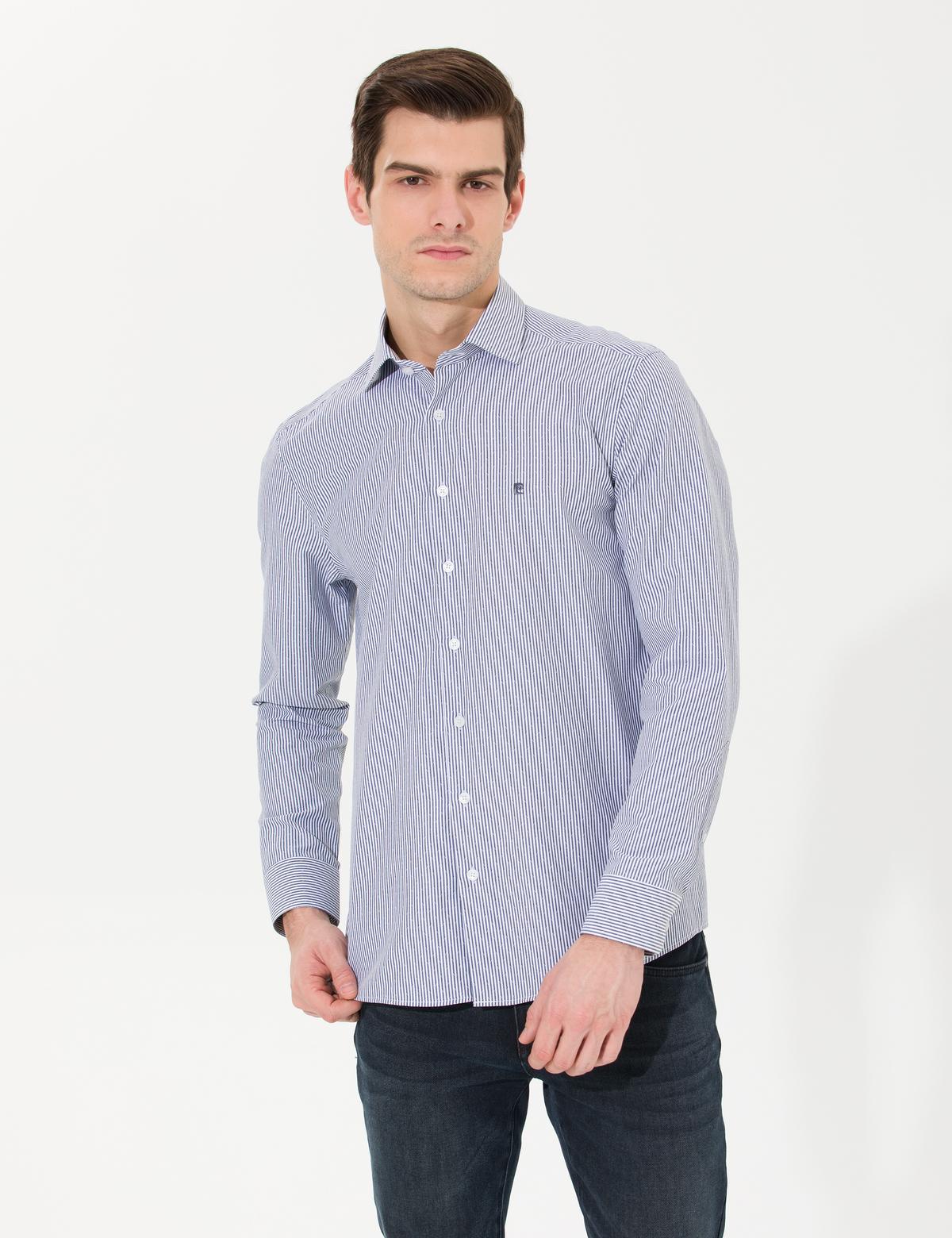 Lacivert Slim Fit Uzun Kollu Gömlek