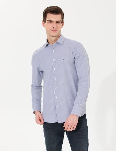 Lacivert Slim Fit Uzun Kollu Gömlek - 50257306020