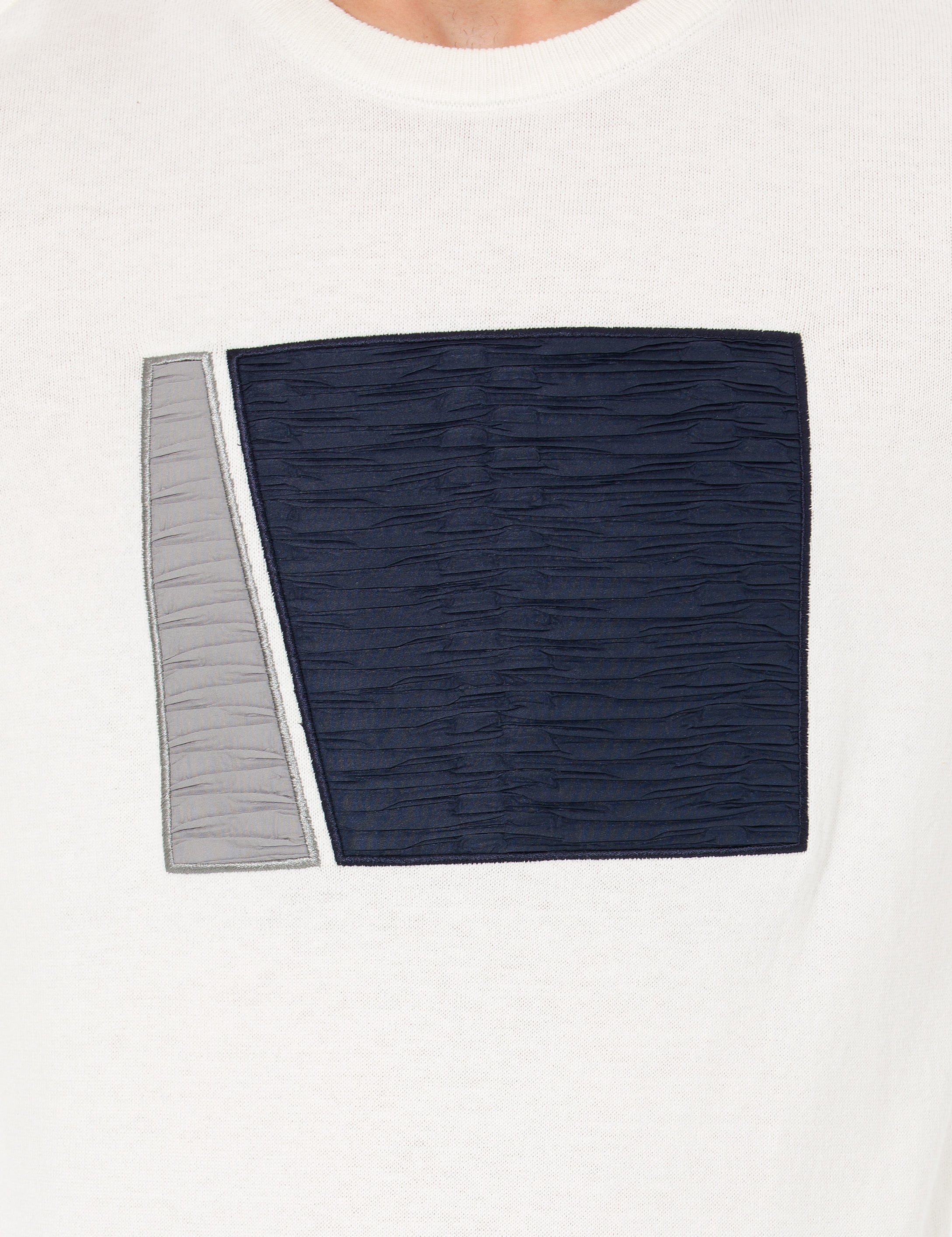 Ekru Slim Fit Bisiklet Yaka Triko Kazak